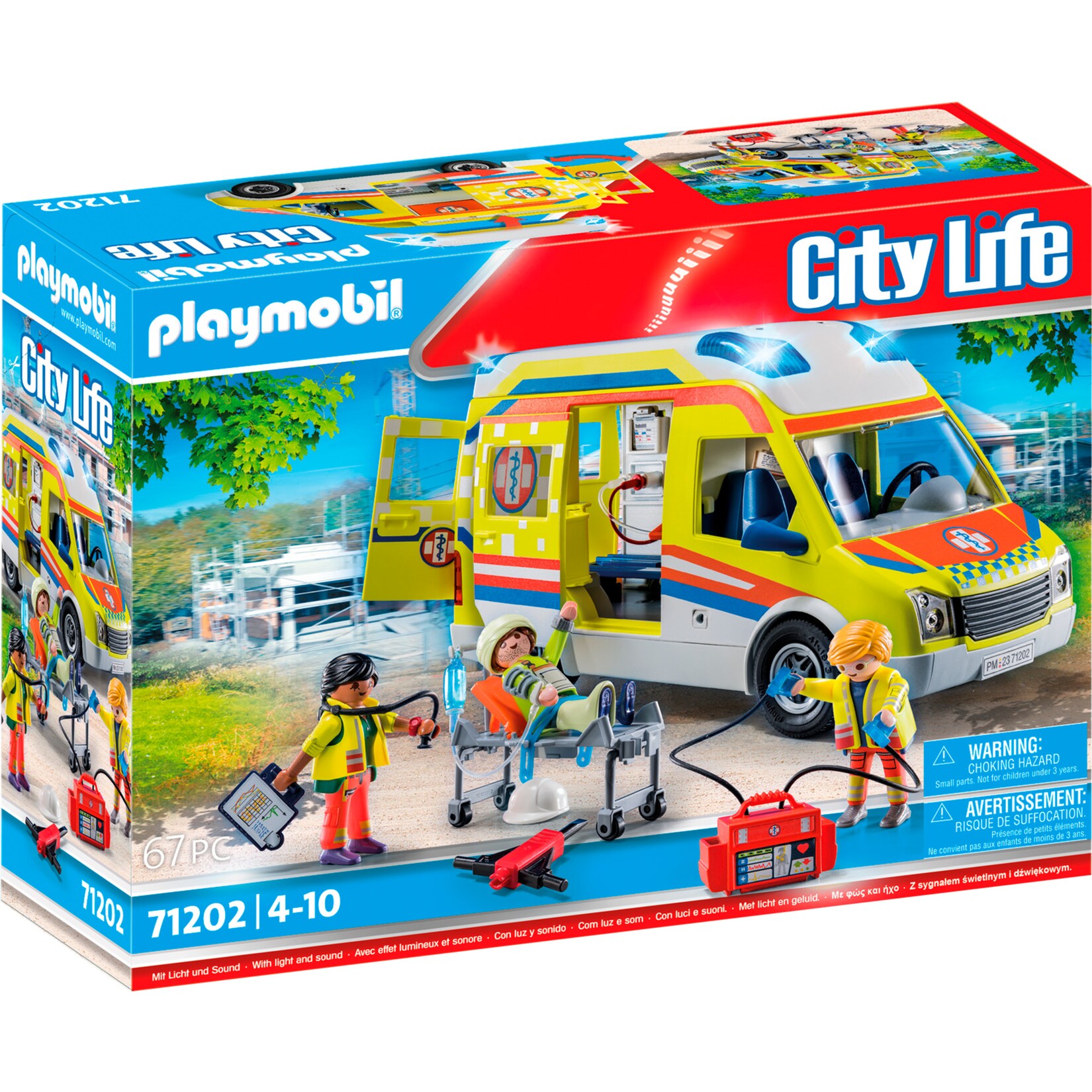 PLAYMOBIL Konstruktionsspielzeug City Life - Rettungswagen mit Licht und Sound