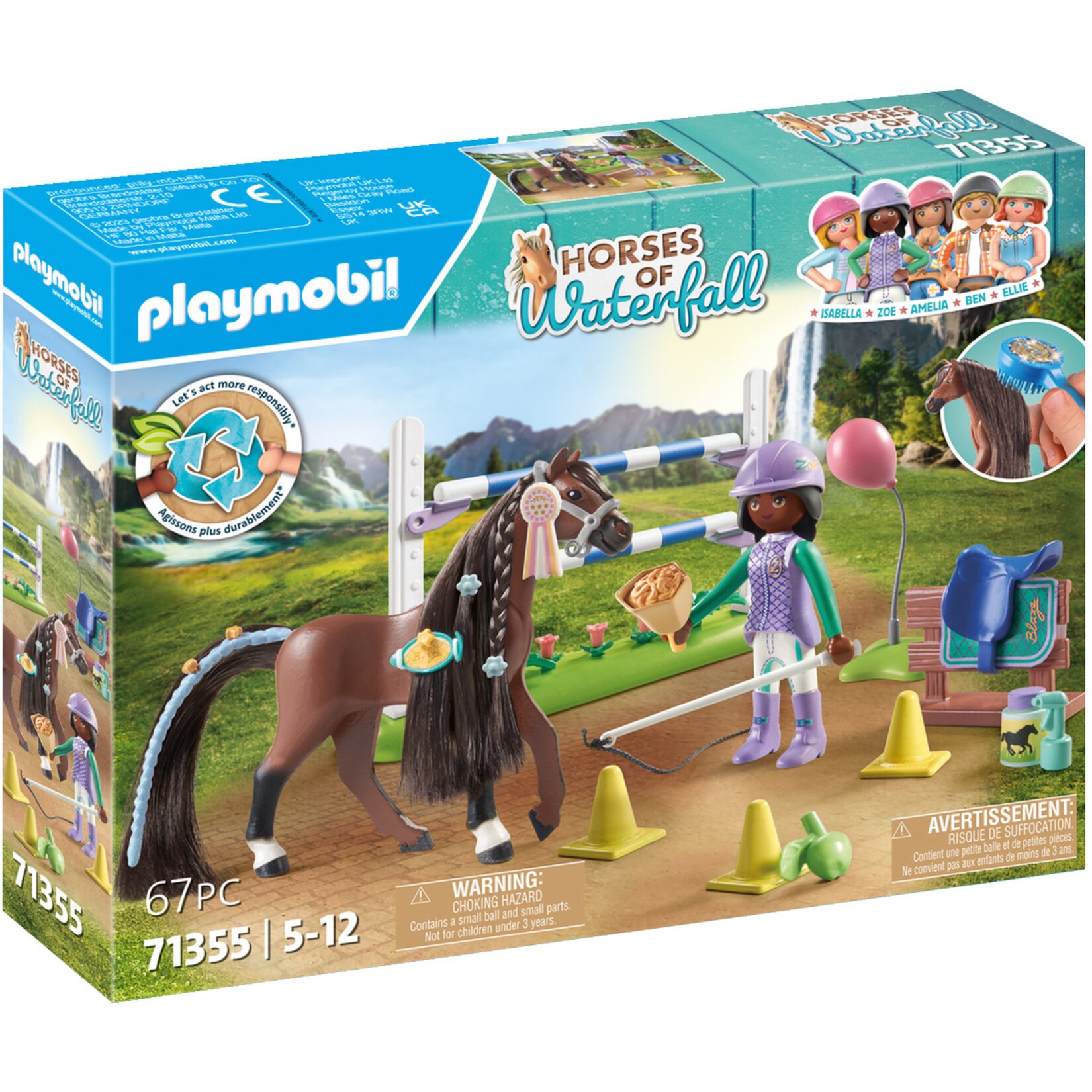 PLAYMOBIL Konstruktionsspielzeug Horses of Waterfall Zoe & Blaze mit Turnierparcours
