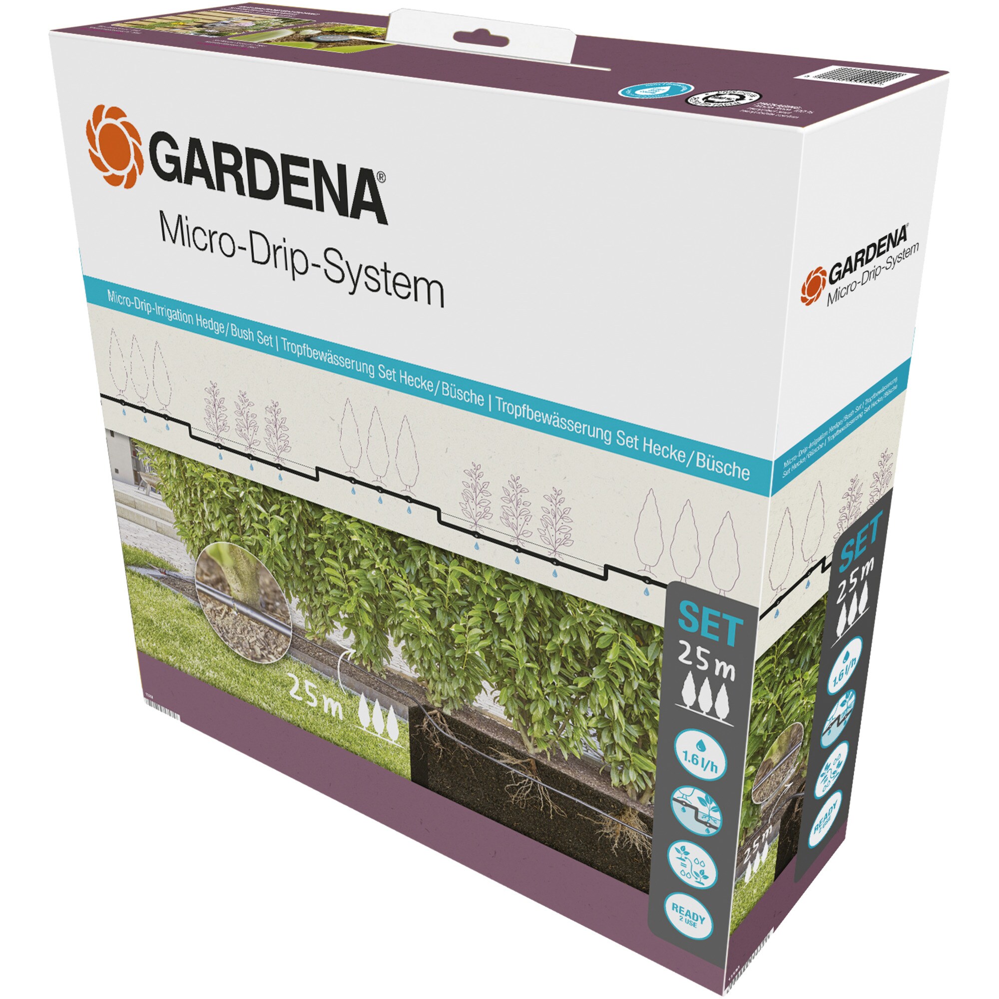 GARDENA Tropfer Micro-Drip-System Tropfbew&auml;sserung Hecken/B&uuml;sche Set, 25 Meter - Bild 1