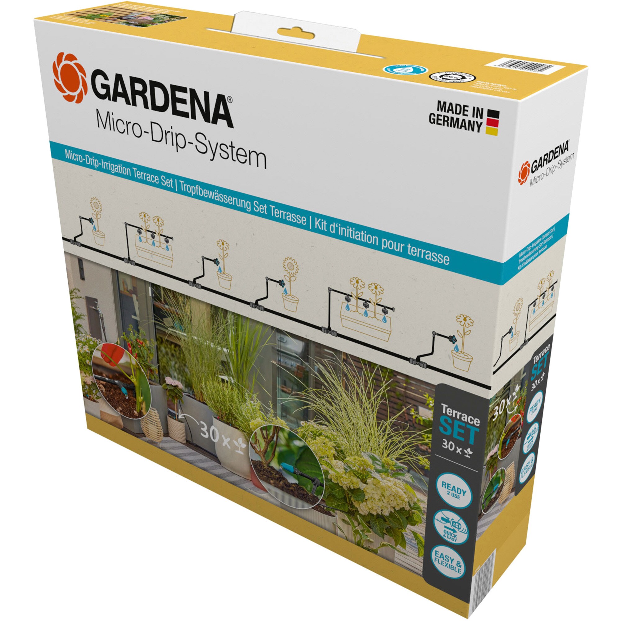 GARDENA Tropfer Micro-Drip-System Tropfbew&auml;sserung Set Terrasse, 30 Pflanzen - Bild 1