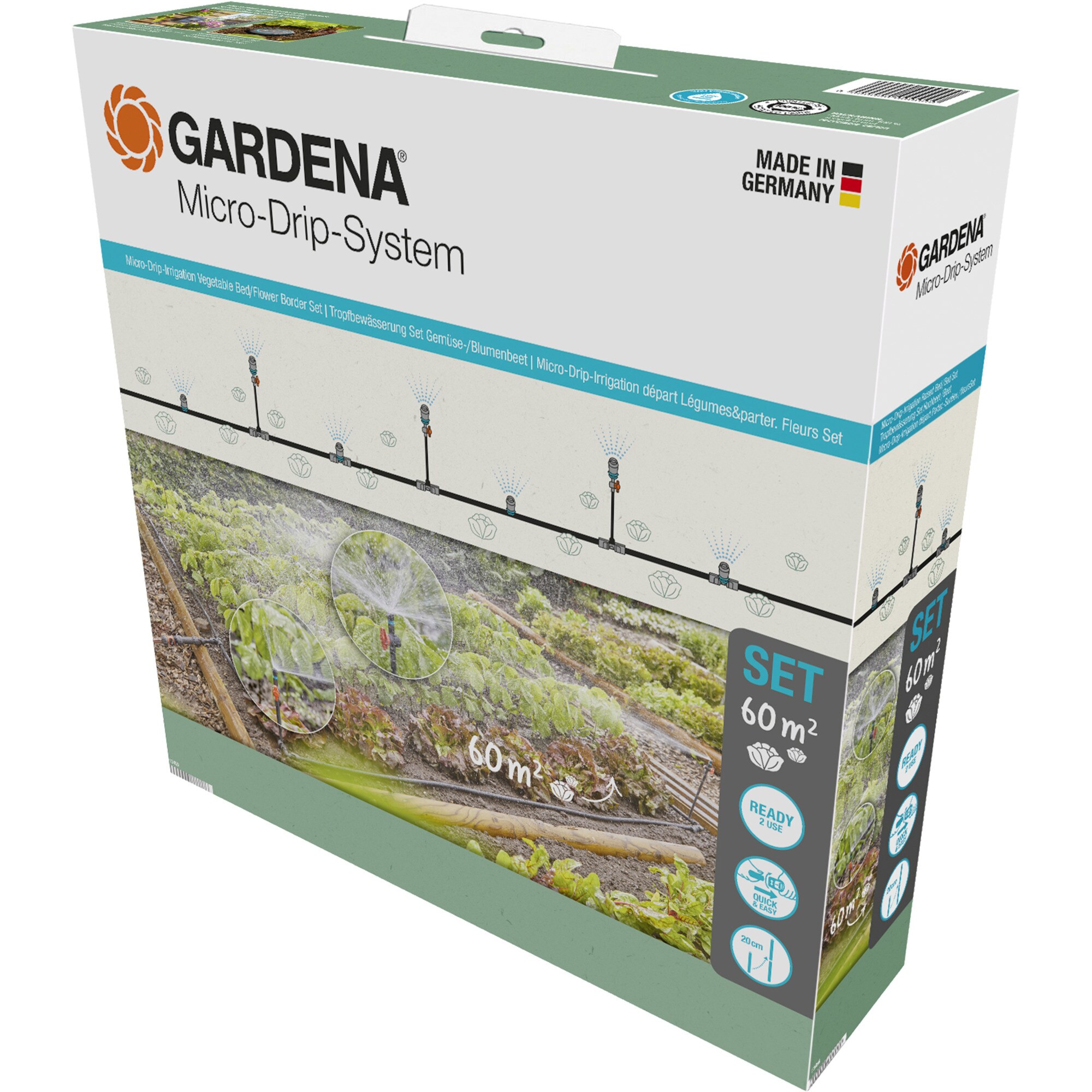 GARDENA Tropfer Micro-Drip-System Tropfbew&auml;sserung Set Gem&uuml;se-/Blumenbeet 60m&sup2; - Bild 1