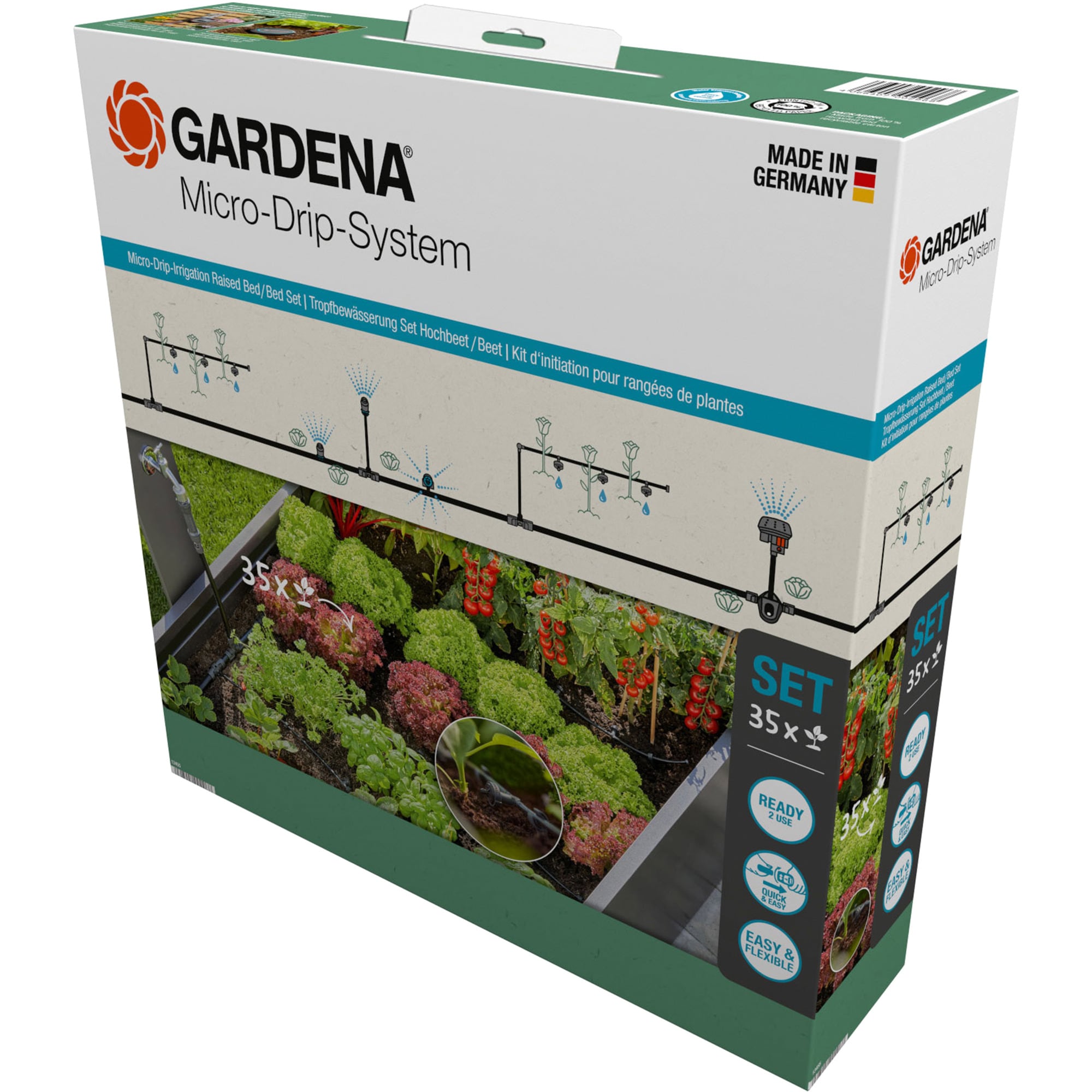 GARDENA Tropfer Micro-Drip-System Tropfbew&auml;sserung Set Hochbeet/Beet, 35 Pflanzen - Bild 1