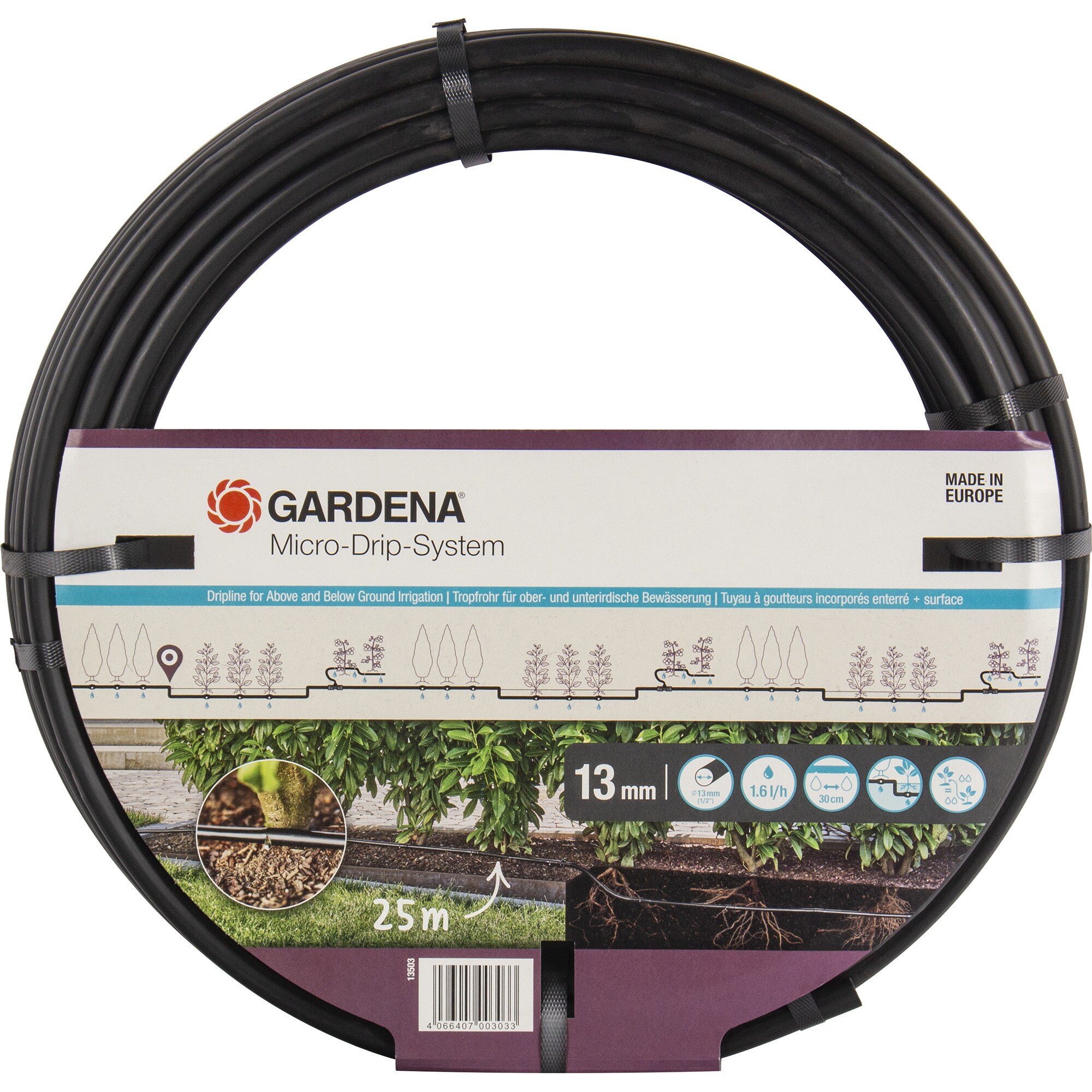 GARDENA Tropfer Micro-Drip-System Tropfrohr f&uuml;r B&uuml;sche/Hecken 1,6 l/h, 25 Meter - Bild 1