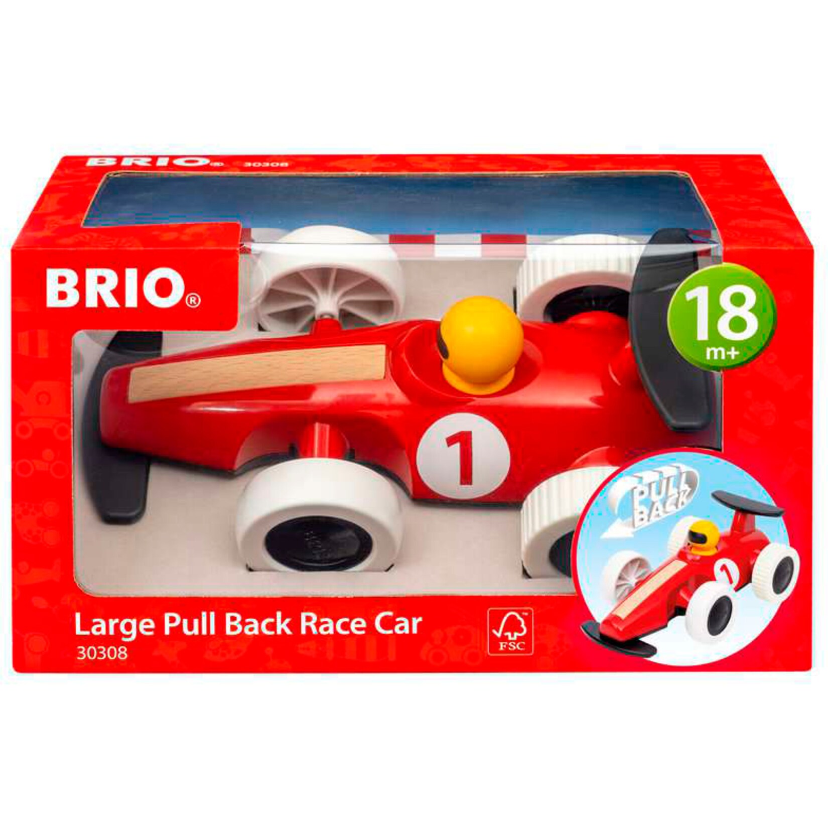 BRIO Spielfahrzeug Großer Rennwagen mit Rückziehmotor
