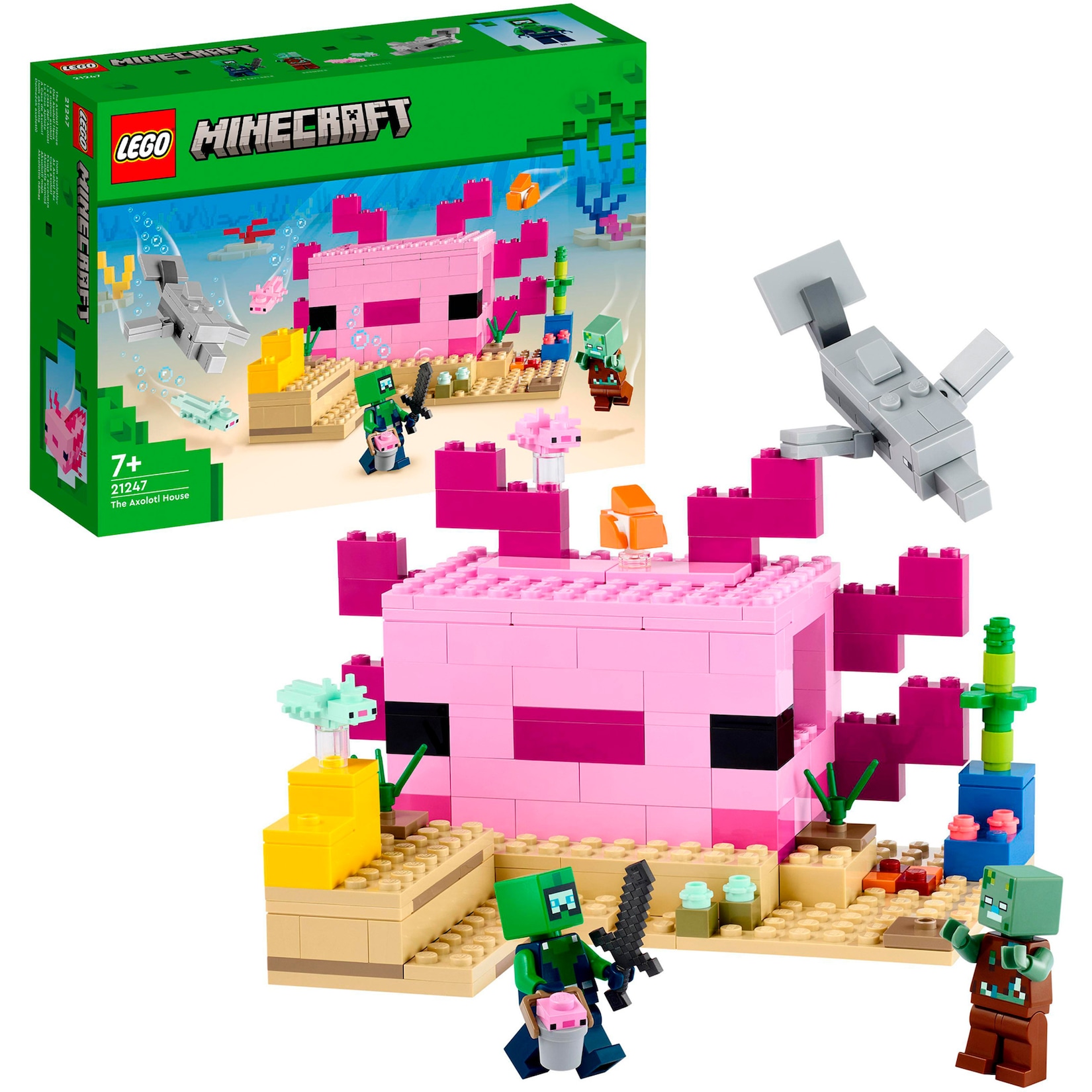 LEGO Konstruktionsspielzeug Minecraft Das Axolotl-Haus