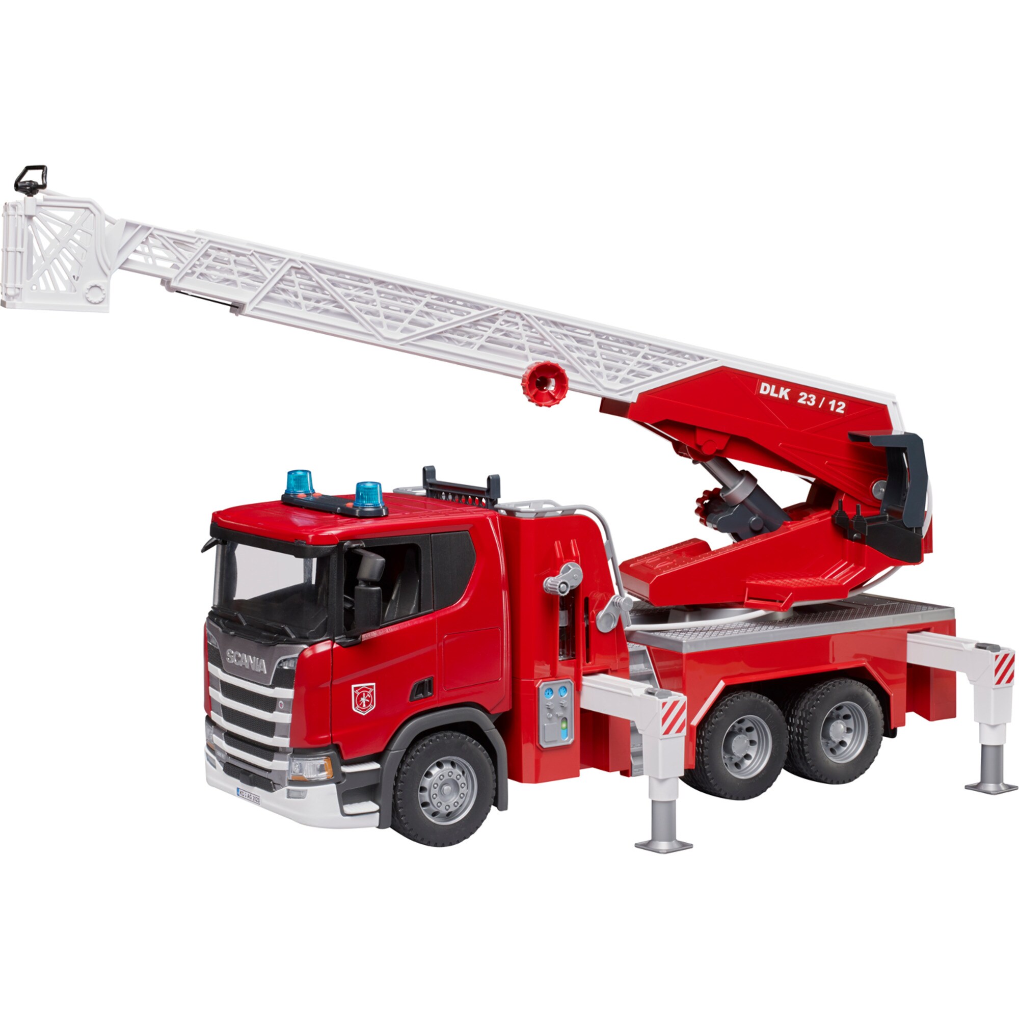 bruder Modellfahrzeug Scania Super 560R Feuerwehr mit Drehleiter, Wasserpumpe, Light & Sound - Bild 1