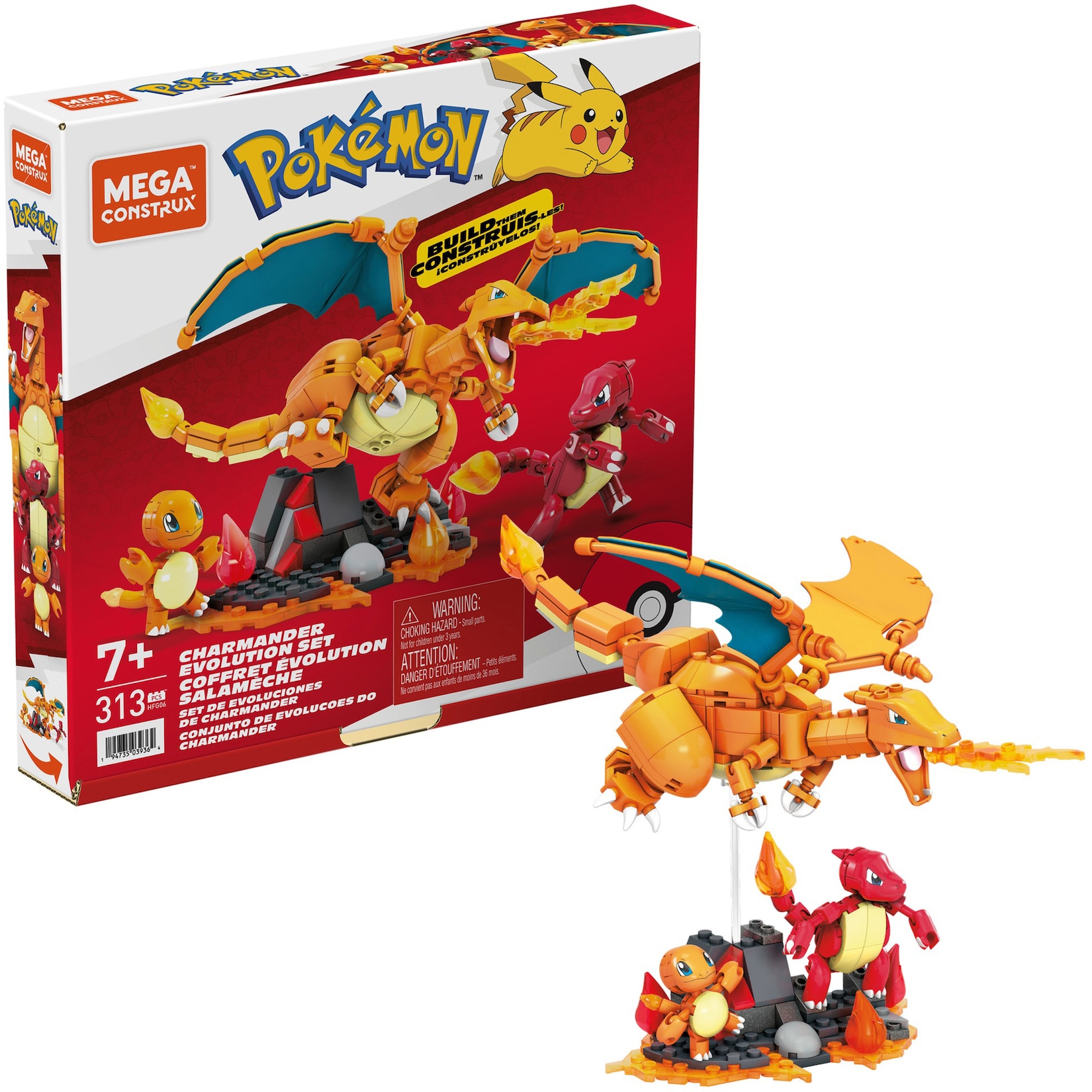 Mattel Konstruktionsspielzeug MEGA Pokémon Glumanda Evolution Set
