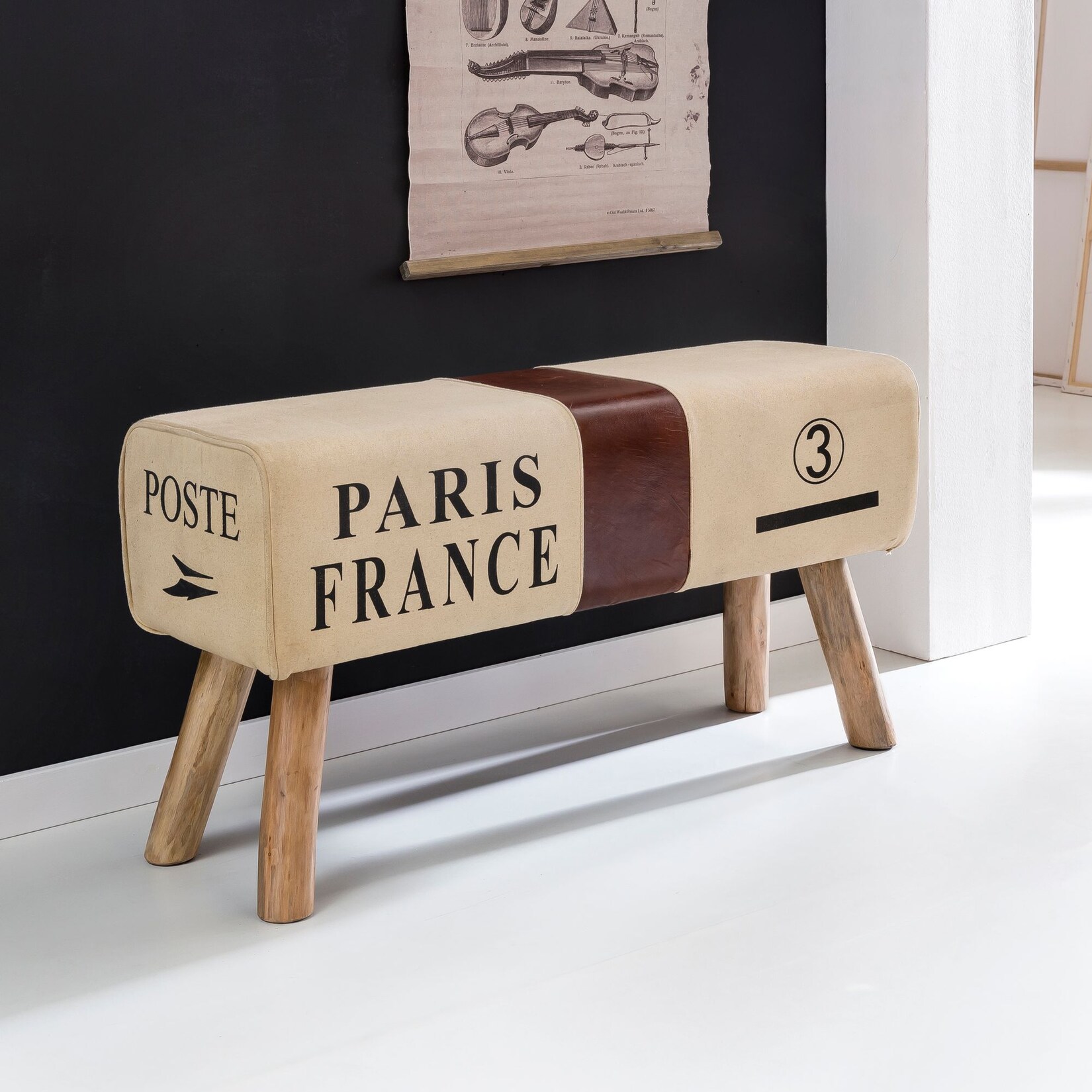 Sitzbank Turnbock 90cm Echtleder Sitzhocker Sprinbock Hocker Garderobenbank