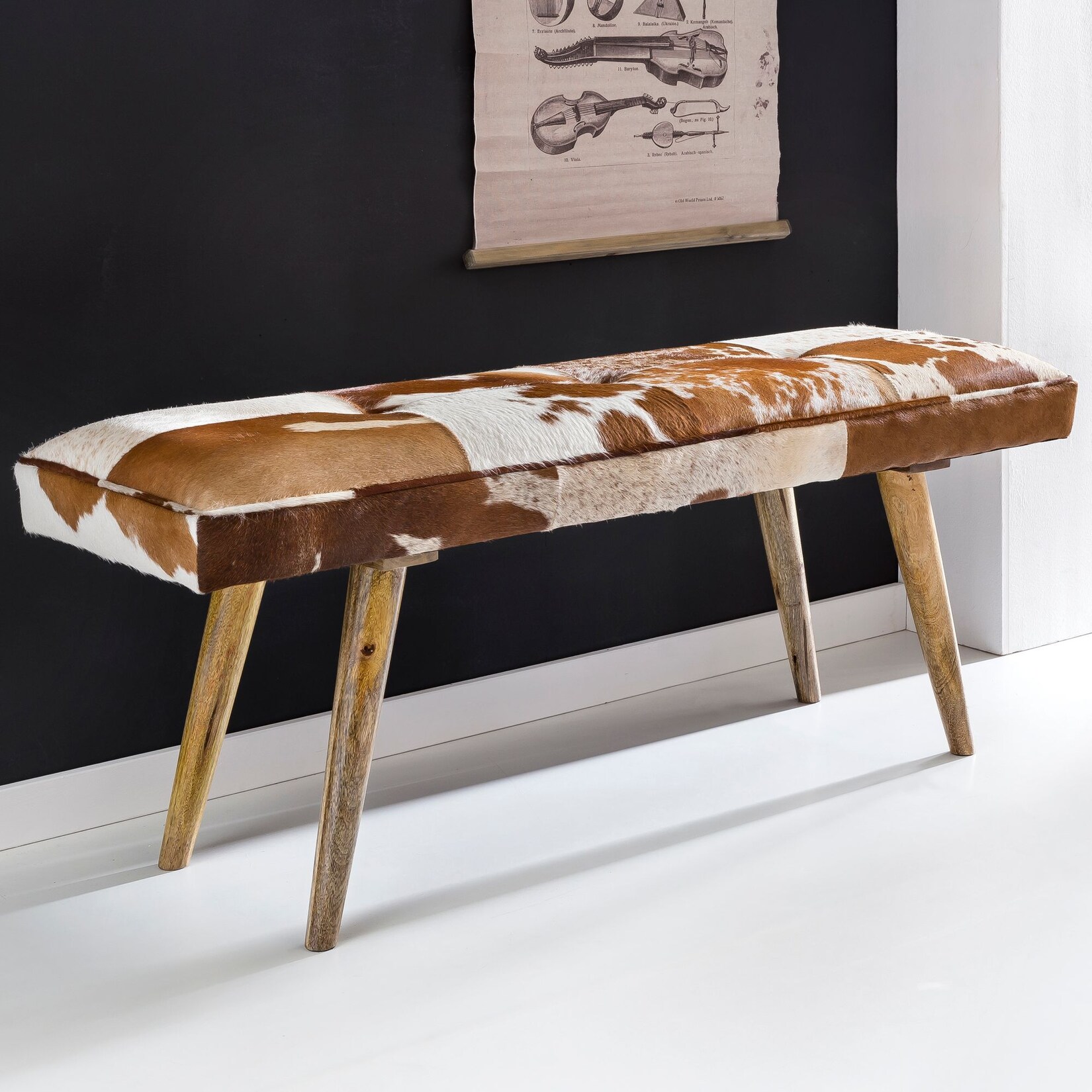 FineBuy Sitzbank Ziegenfell 120cm Flurbank Polsterbank Design Bank Fell Bettbank | 04250950266971