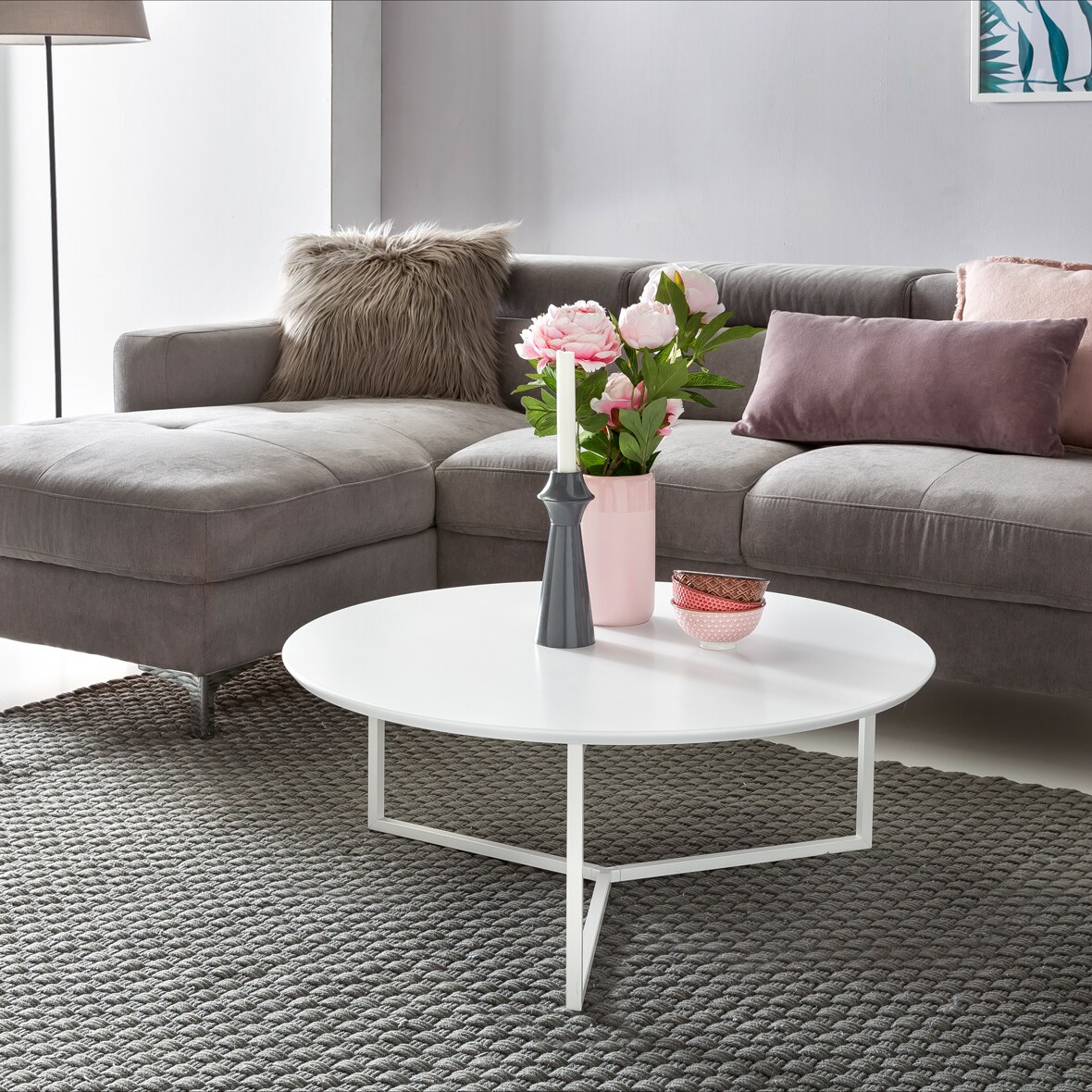 Couchtisch 80cm Rund Weiß Matt Design Wohnzimmertisch Sofa Beistell Tisch | 04250950267701