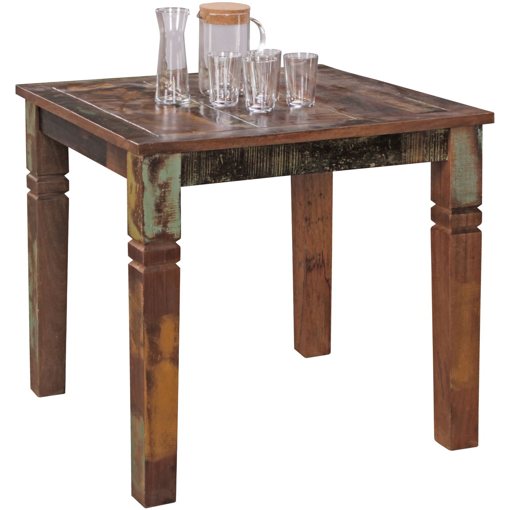 FineBuy Esstisch 80 x 80cm Esszimmertisch Shabby Tisch Bootsholz Küchentisch | 04250950269316