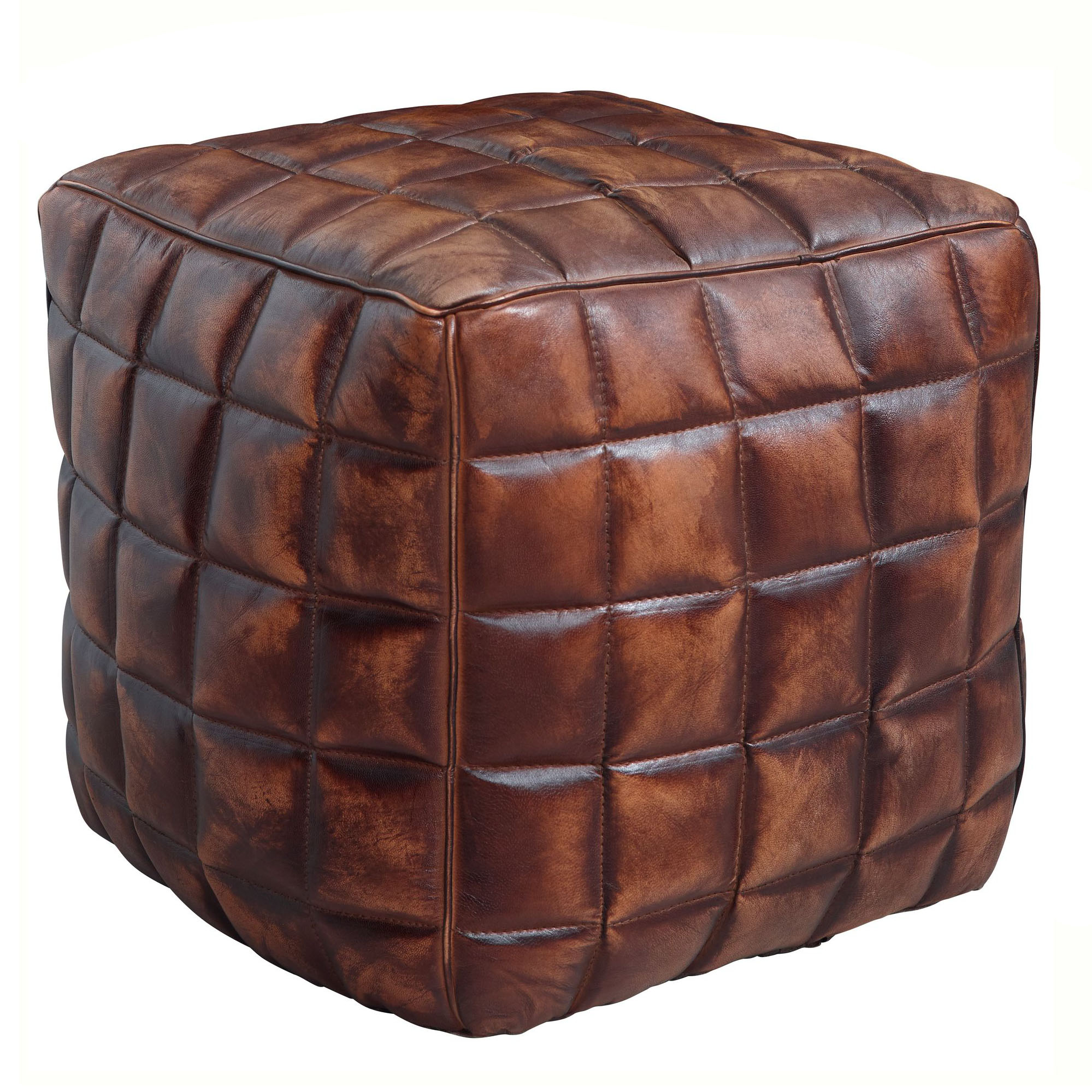 FineBuy Sitzw&uuml;rfel Leder Ottomane Sitzhocker Hocker braun Polsterhocker - Bild 1