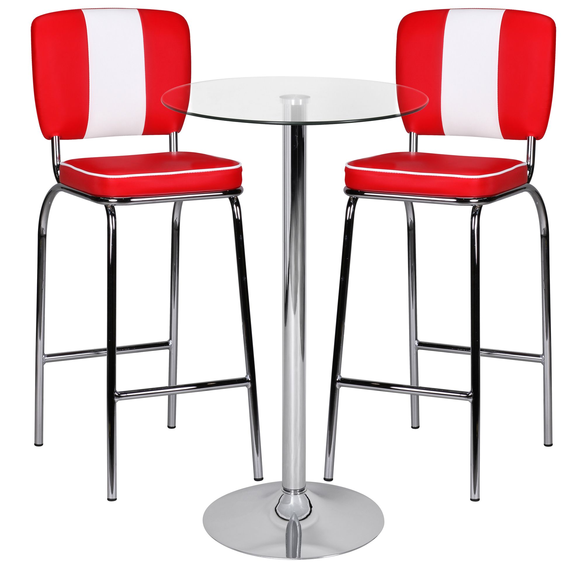 Stehtisch FineBuy Bartisch Bistrotisch Imbisstisch Metall Chrom Glas Rund 60 cm - Bild 1