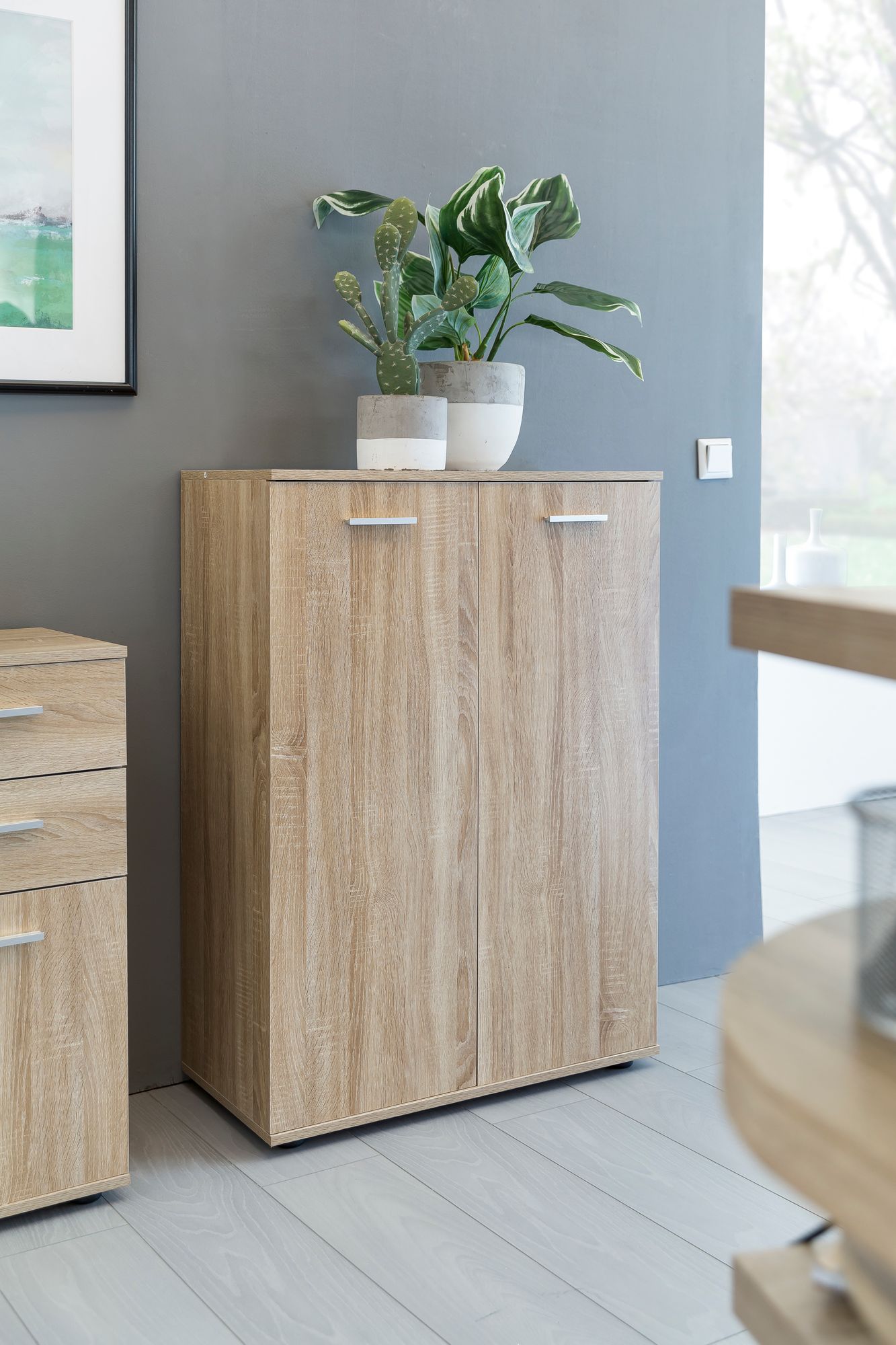 Sideboard 70cm weiß mit 2 Türen und Einlegeböden Kommode für Ordner Aktenschrank modern online kaufen bei Netto