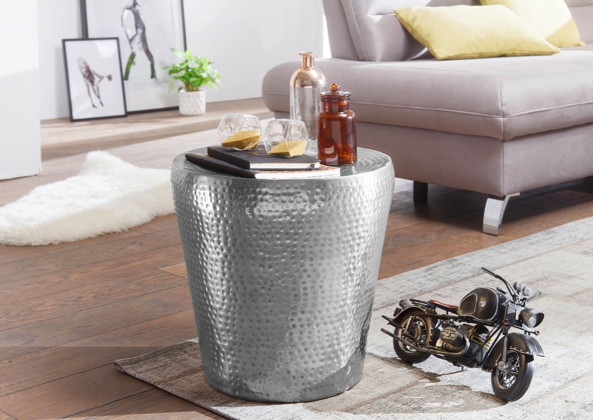 FineBuy Beistelltisch Dekotisch Metall Ablagetisch Anstelltisch Hammerschlag - Bild 1