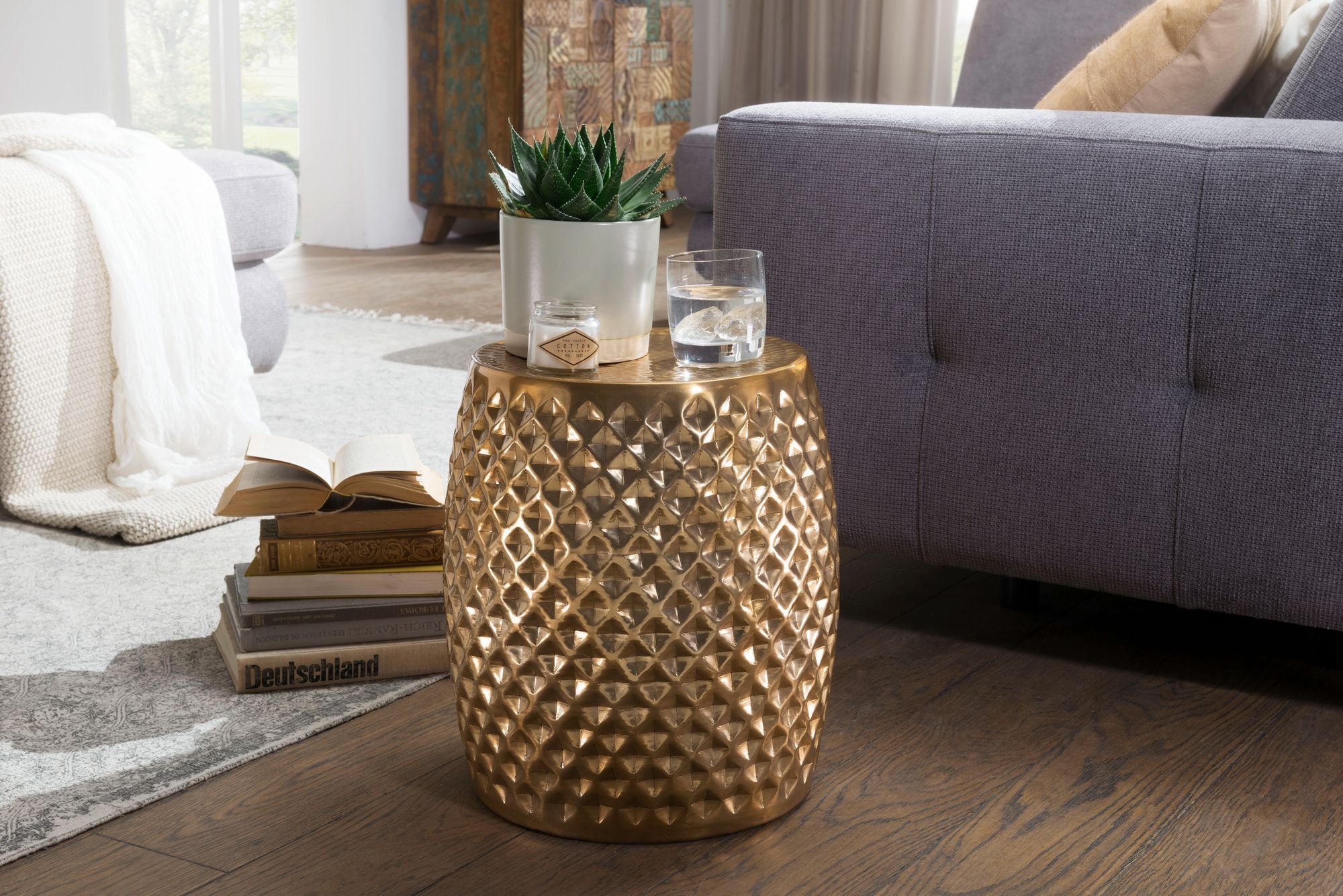 FineBuy Beistelltisch Wohnzimmertisch Alu Tisch Ablagetisch Couchtisch - Bild 1