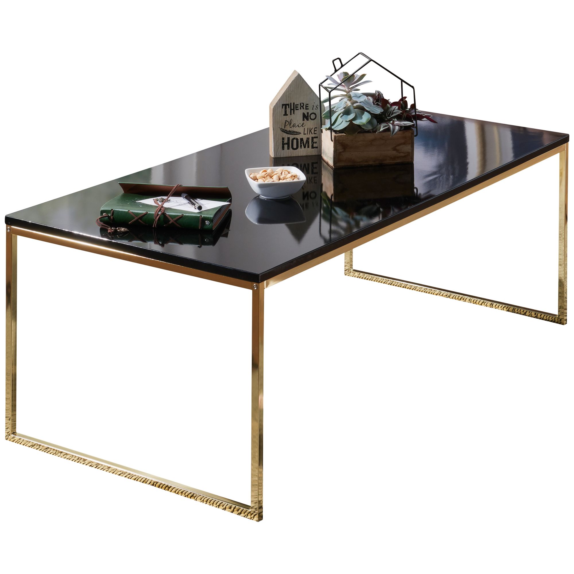 FineBuy Couchtisch 120 cm Metall Holz Wohnzimmertisch Beistelltisch schwarz - Bild 1