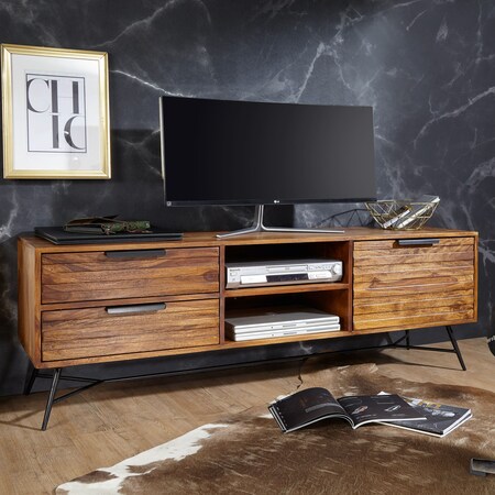 FineBuy Lowboard Sheesham Massiv Holz Hifi Board Fernsehschrank Wohnzimmer  online kaufen bei Netto