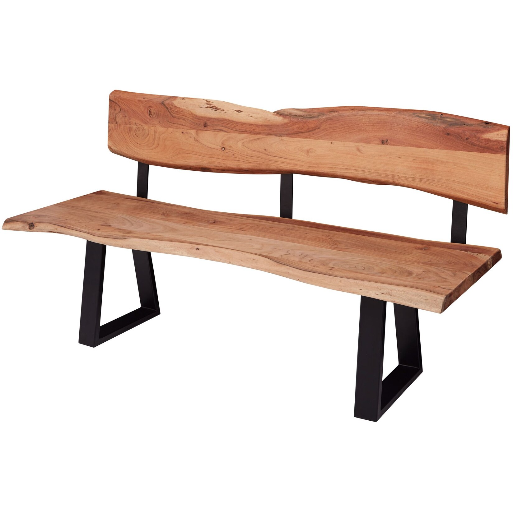 FineBuy Esszimmerbank 160cm Essbank mit Lehne Baumkante Sitzbank Bank Holz | 04250950286795