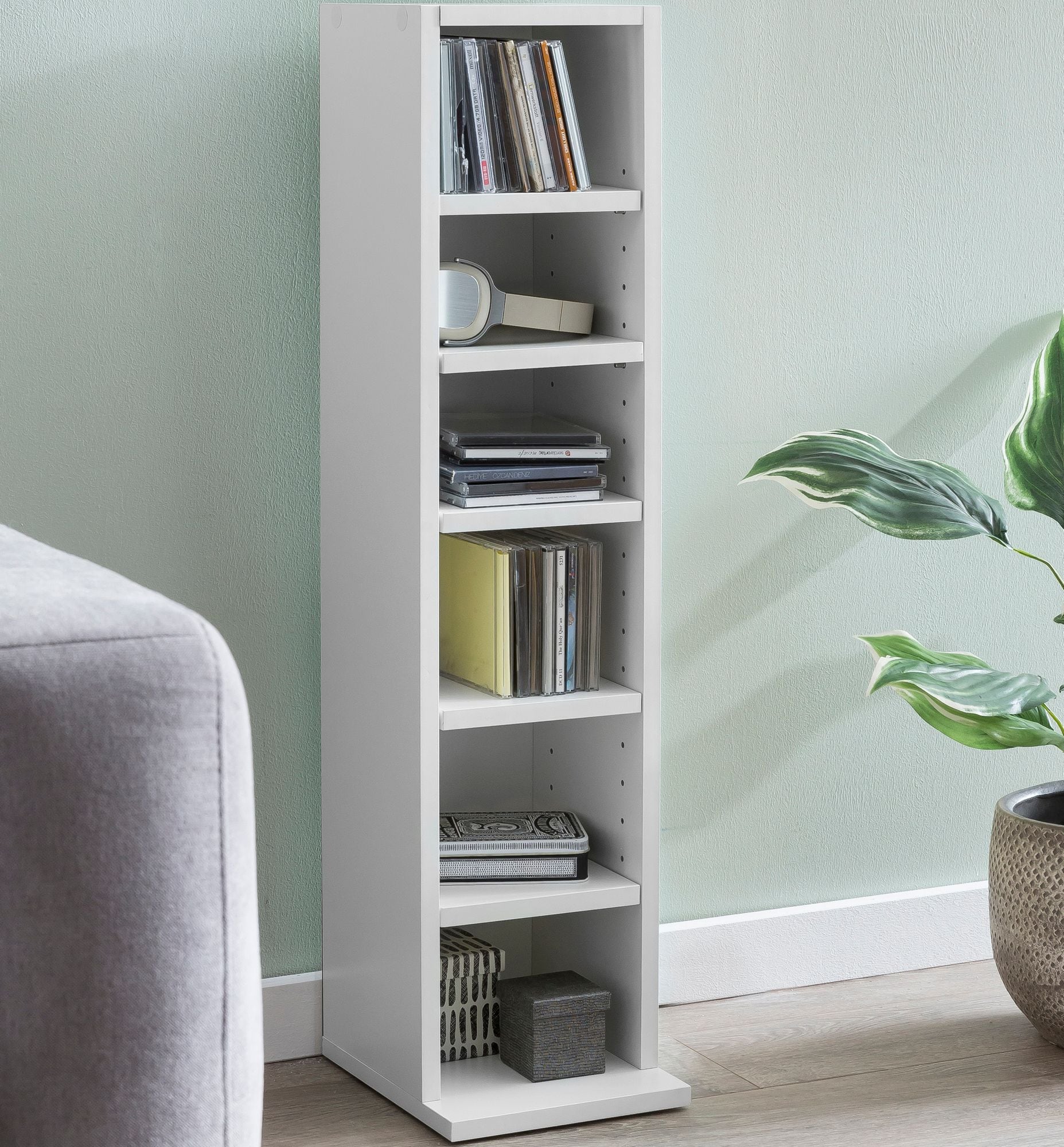 FineBuy B&uuml;cherregal SV51375 Standregal 21x91x25,5cm Wandregal 6 F&auml;cher Holzregal - Bild 1