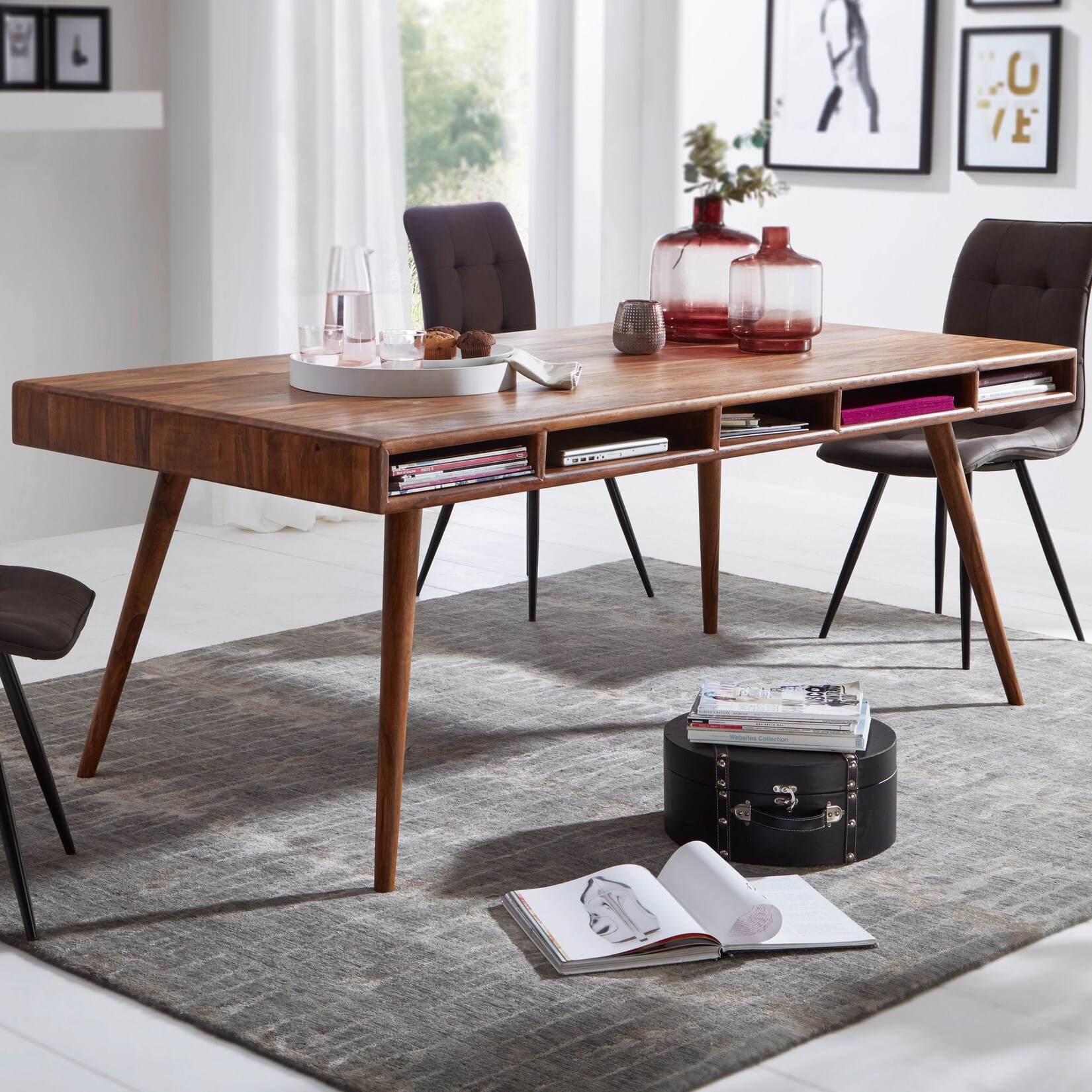 FineBuy Esszimmertisch 200x77x100cm Massiv Holztisch Sheesham Speisetisch Tisch | 04250950287044