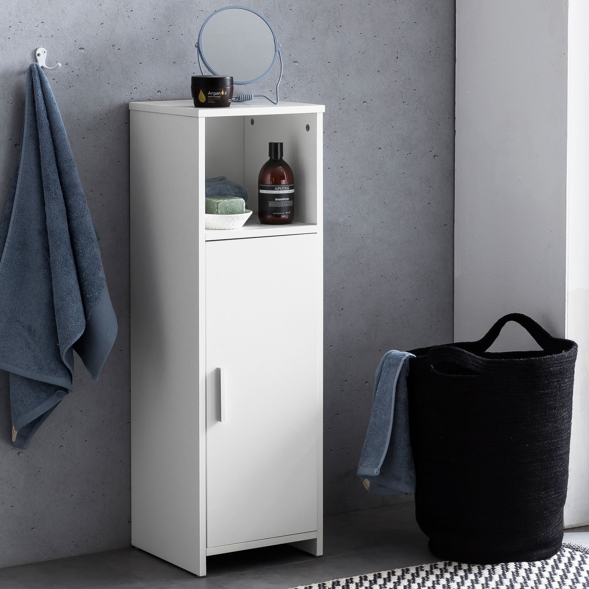 FinBuy Badschrank Spanplatte Beistellschrank Badregal Wei&szlig; Schmal Freistehend - Bild 1
