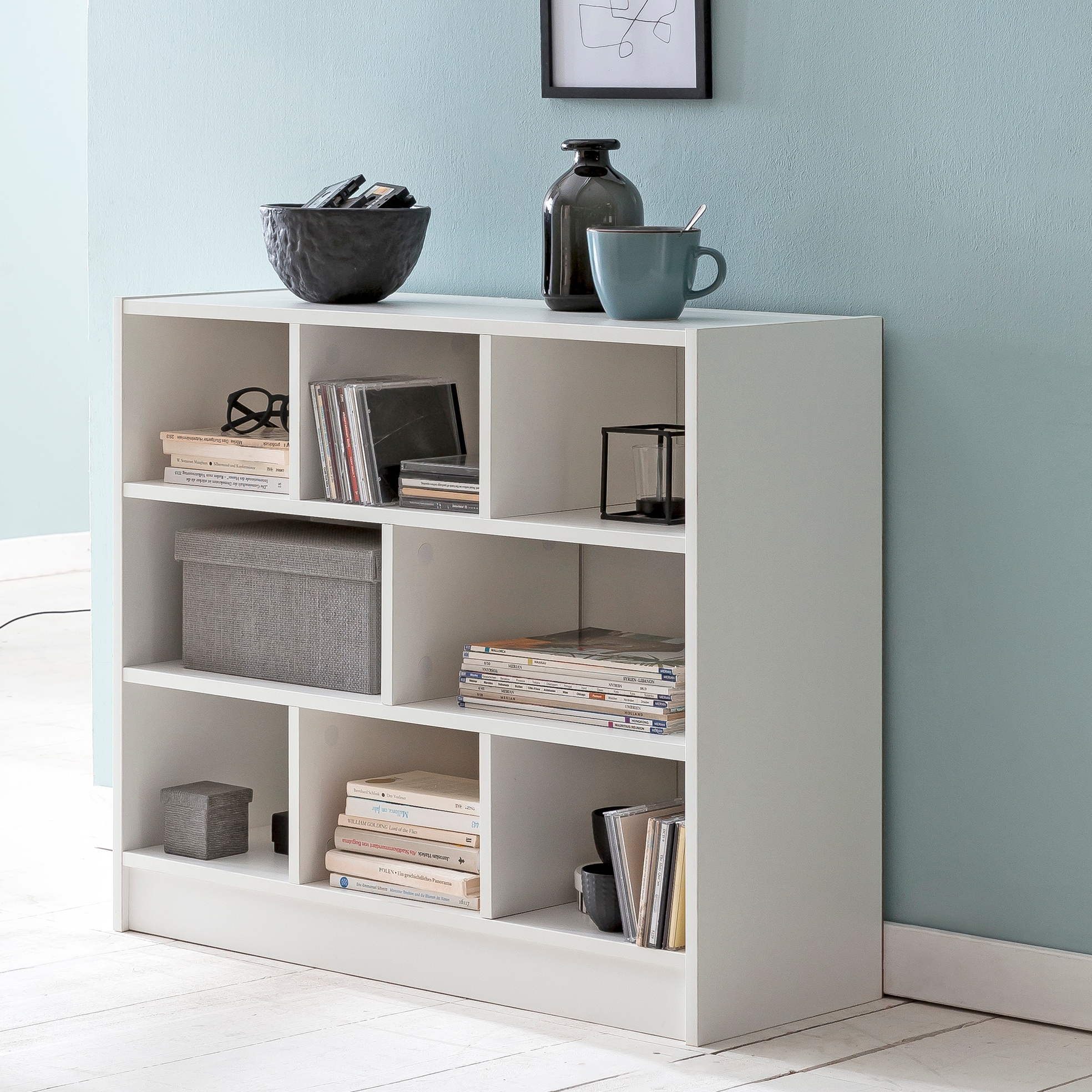 FineBuy B&uuml;cherregal SV51829 Holzregal Standregal Holz Regal Flurregal modern - Bild 1