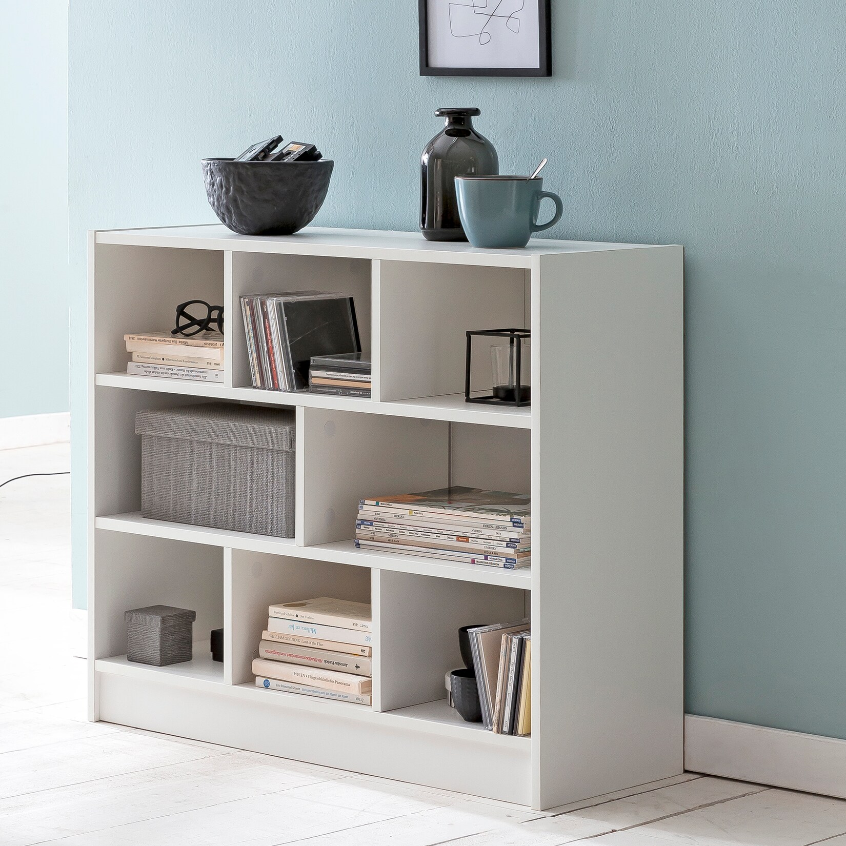 FineBuy Bücherregal SV51829 Holzregal Standregal Holz Regal Flurregal modern