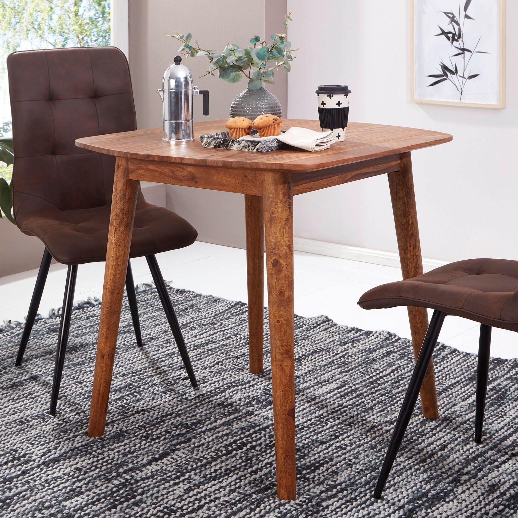 FineBuy Esszimmertisch Massivholz Sheesham Esstisch