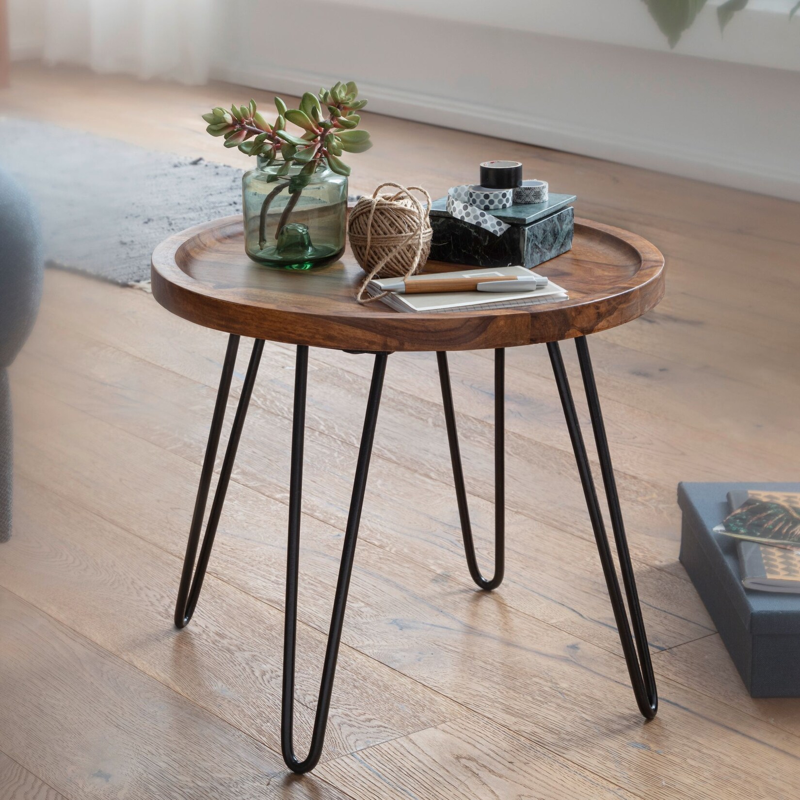FineBuy Couchtisch 45x40x45 cm Sheesham Wohnzimmertisch Rund Sofatisch Tisch | 04250950295193