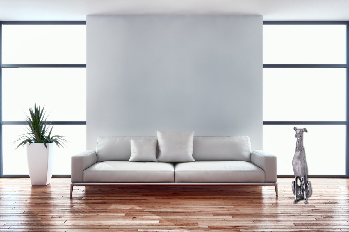 FineBuy Deko Design Dog aus Aluminium silbern Windhund Skulptur Hundestatue - Bild 1