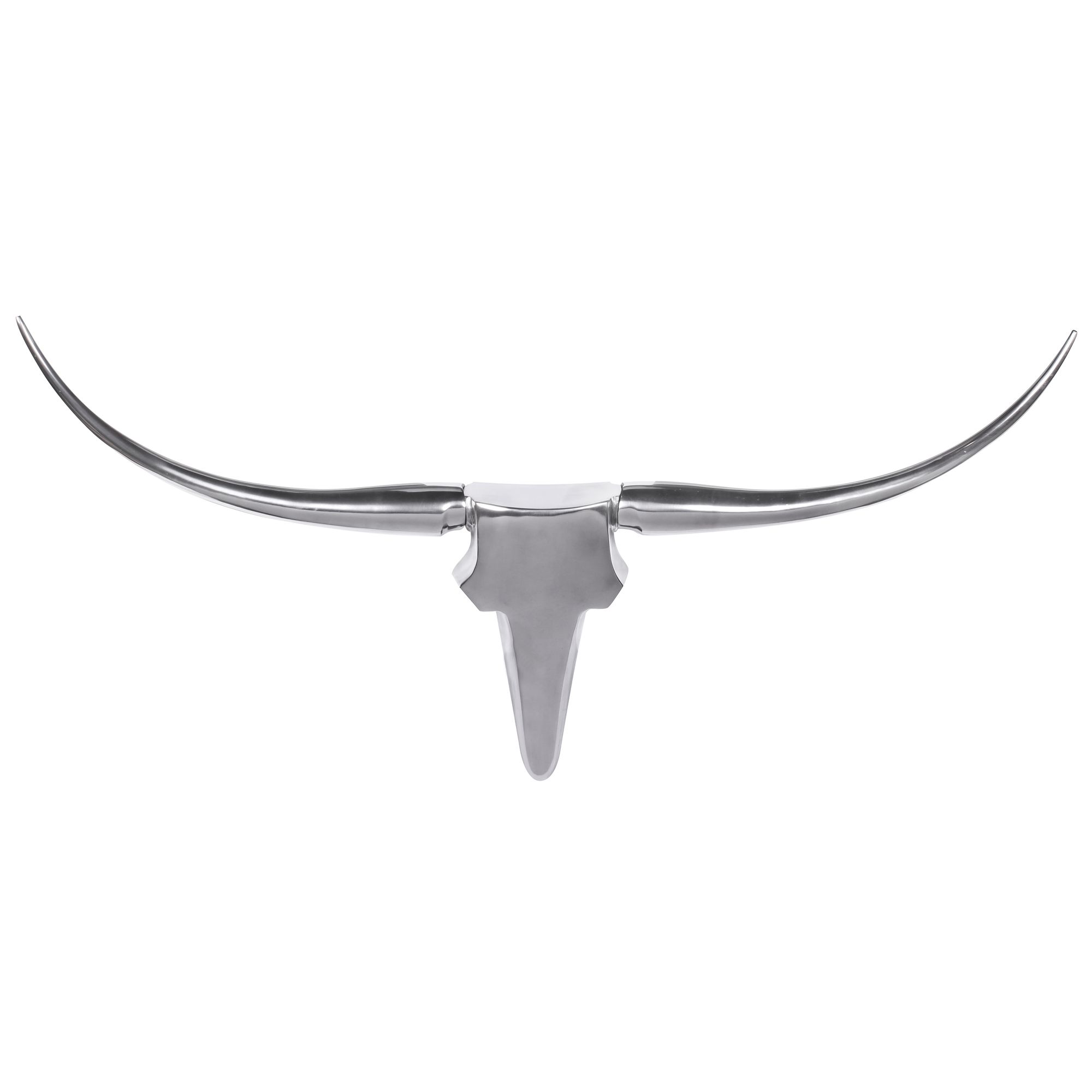 FineBuy Deko Geweih Bull M Aluminium Design H&ouml;rner 100cm Wanddekoration Silber - Bild 1