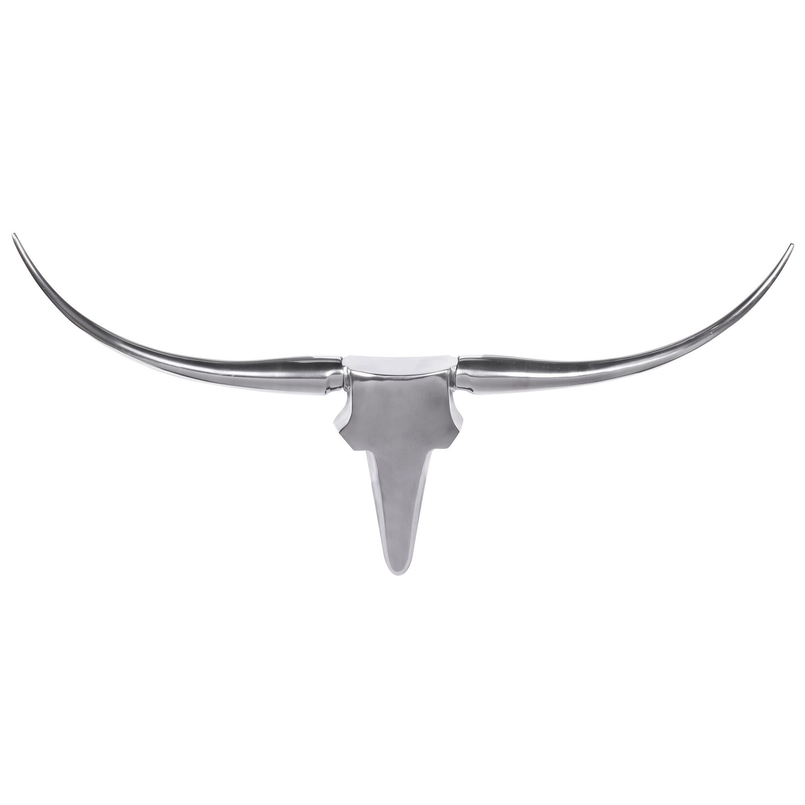 FineBuy Deko Geweih Bull M Aluminium Design Hörner 100cm Wanddekoration Silber | 04250950218833