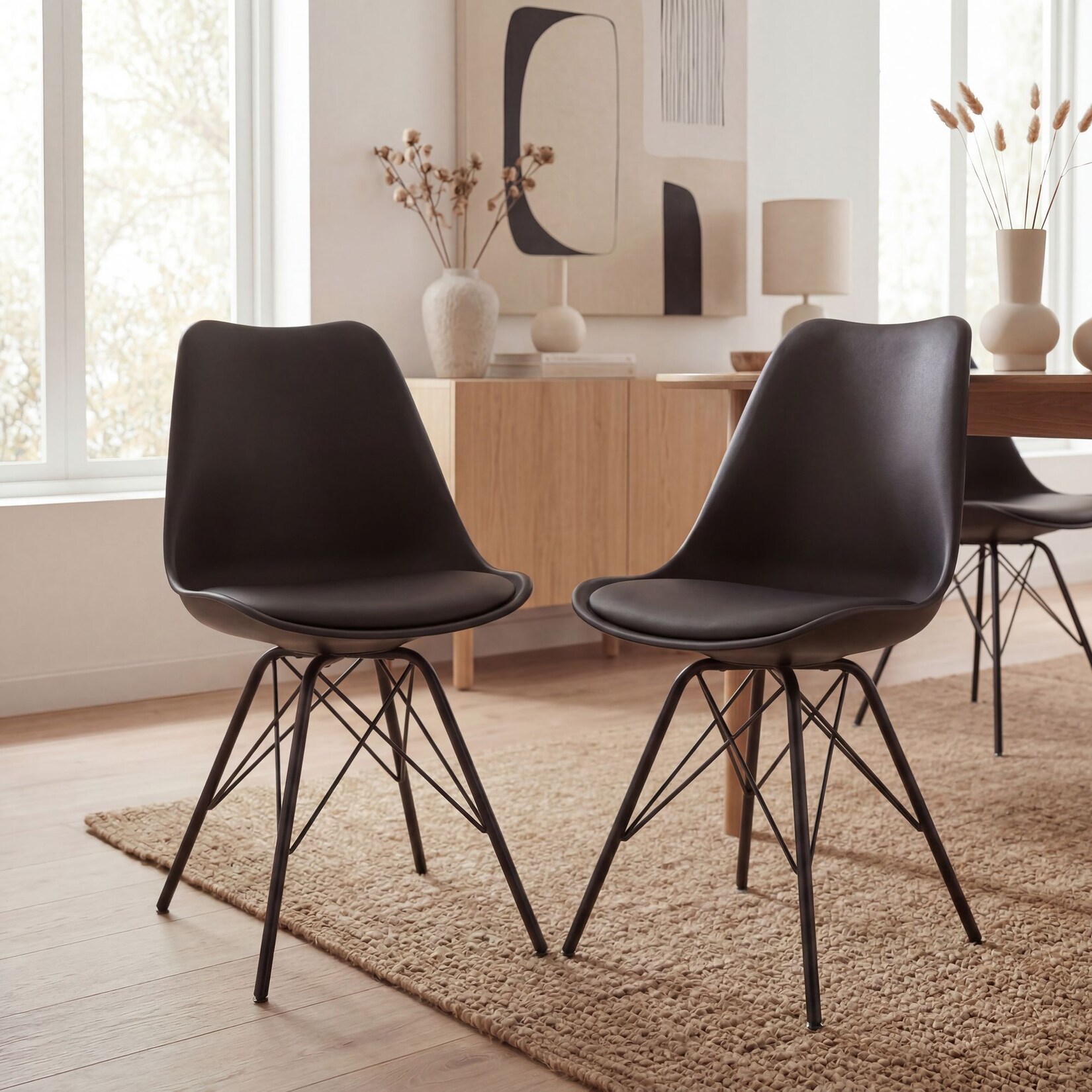 FineBuy 2er Set Esszimmerstuhl Küchenstuhl Kunstleder Design Polsterstuhl Stuhl