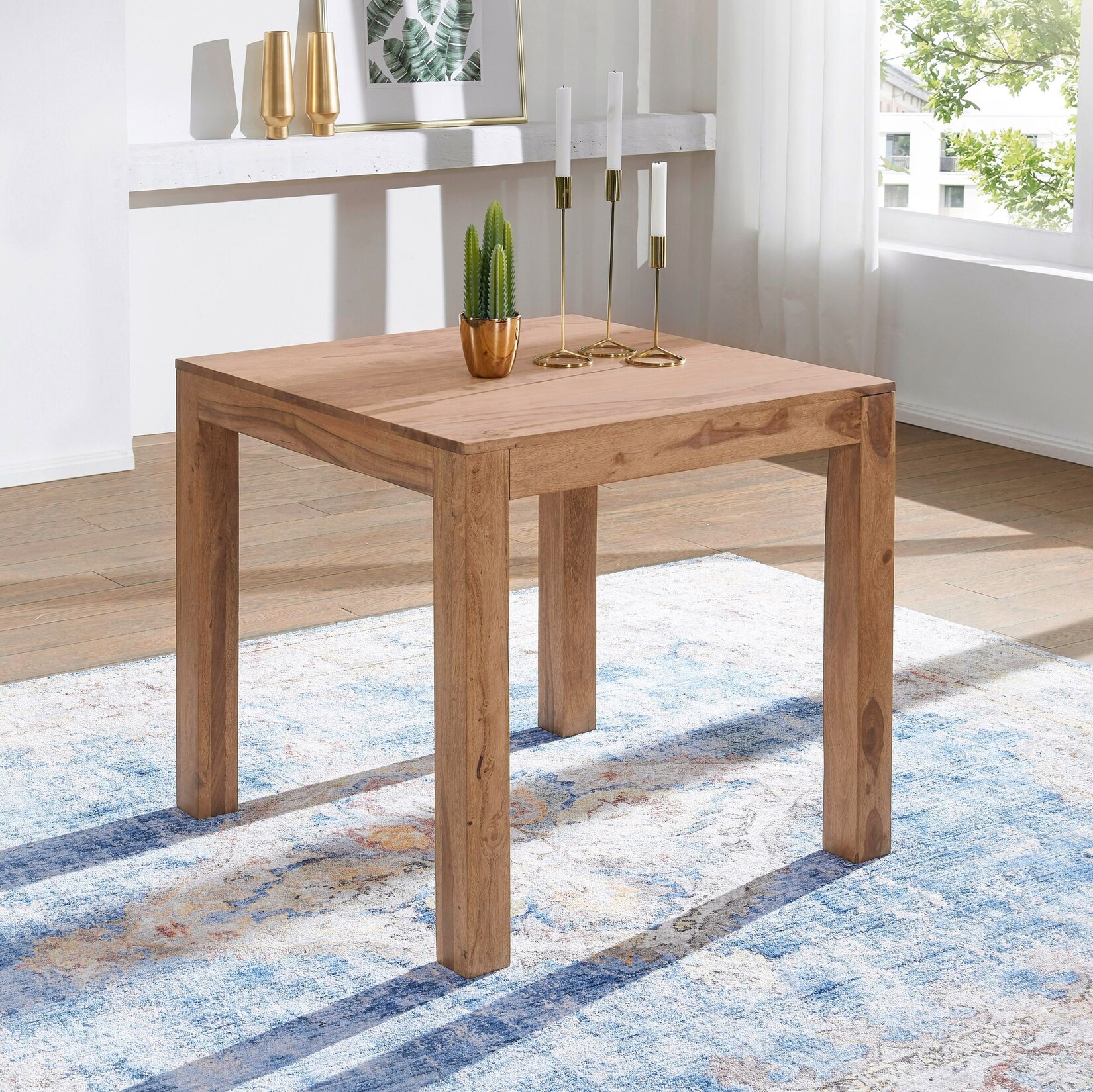 Esstisch quadratisch Massiv 80 x 80 cm Akazie Küchentisch Esszimmer Tisch