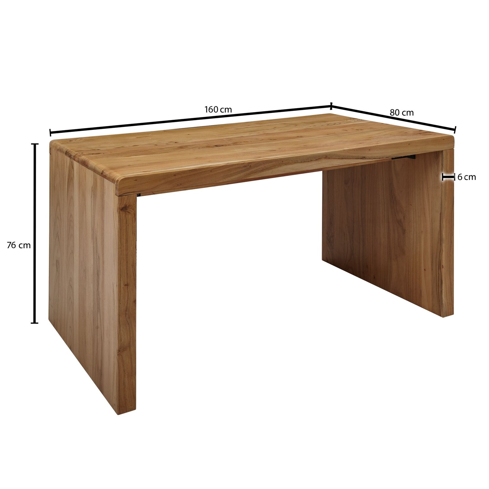 FineBuy Schreibtisch 160 x 80 x 76 cm Akazie Massiv Bürotisch Büromöbel | 04250950232242