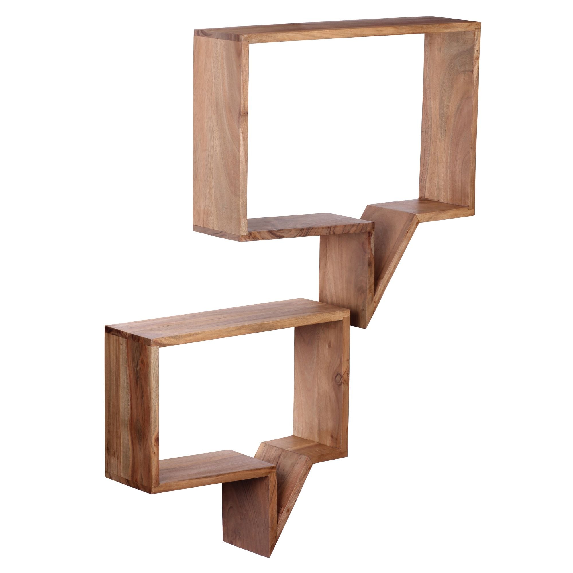 FineBuy 2er Set Wandregale Massivholz Akazie Regal Wand Wandboard Cubes - Bild 1