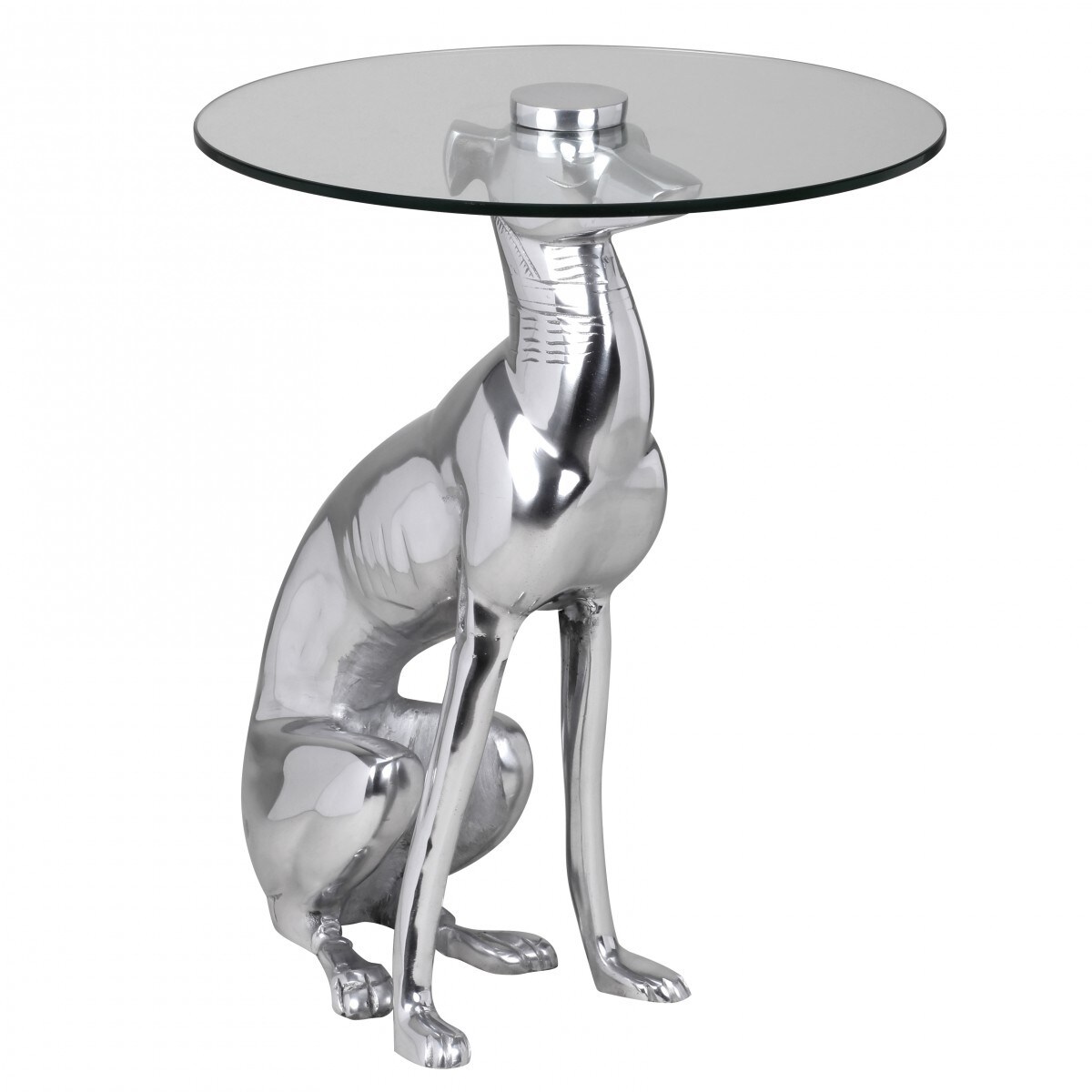 FineBuy Design Skulptur Deko Beistelltisch Figur aus Aluminium Farbe Silber - Bild 1
