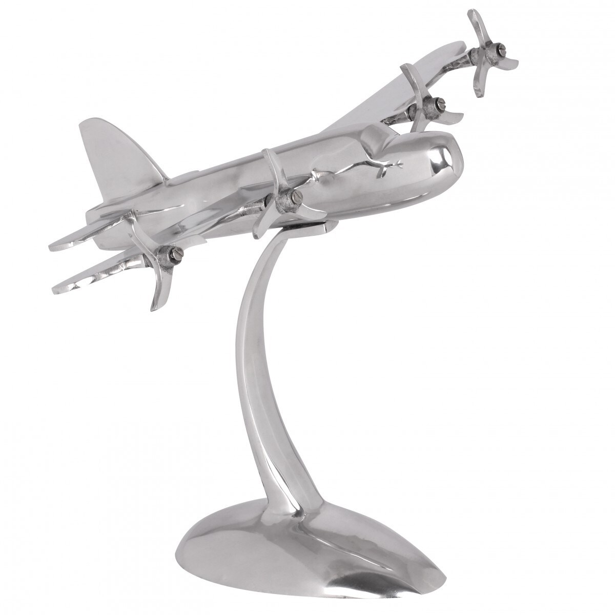 FineBuy Design Deko Flugzeug Propeller aus Aluminium Flieger Farbe Silber | 04250950234284