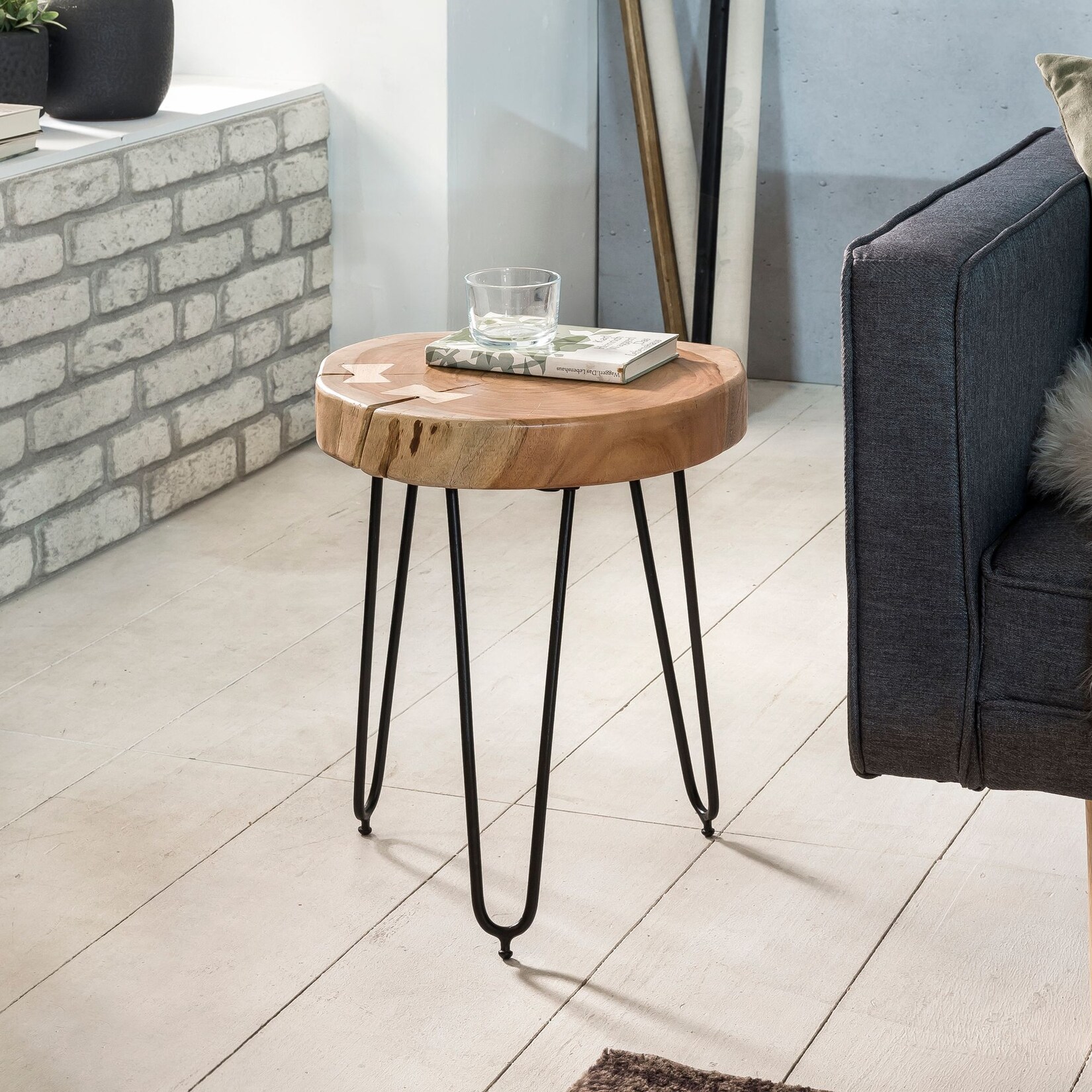 FineBuy Massivholz Akazie Beistelltisch 30 x 30 cm Wohnzimmertisch Massiv | 04250950234406