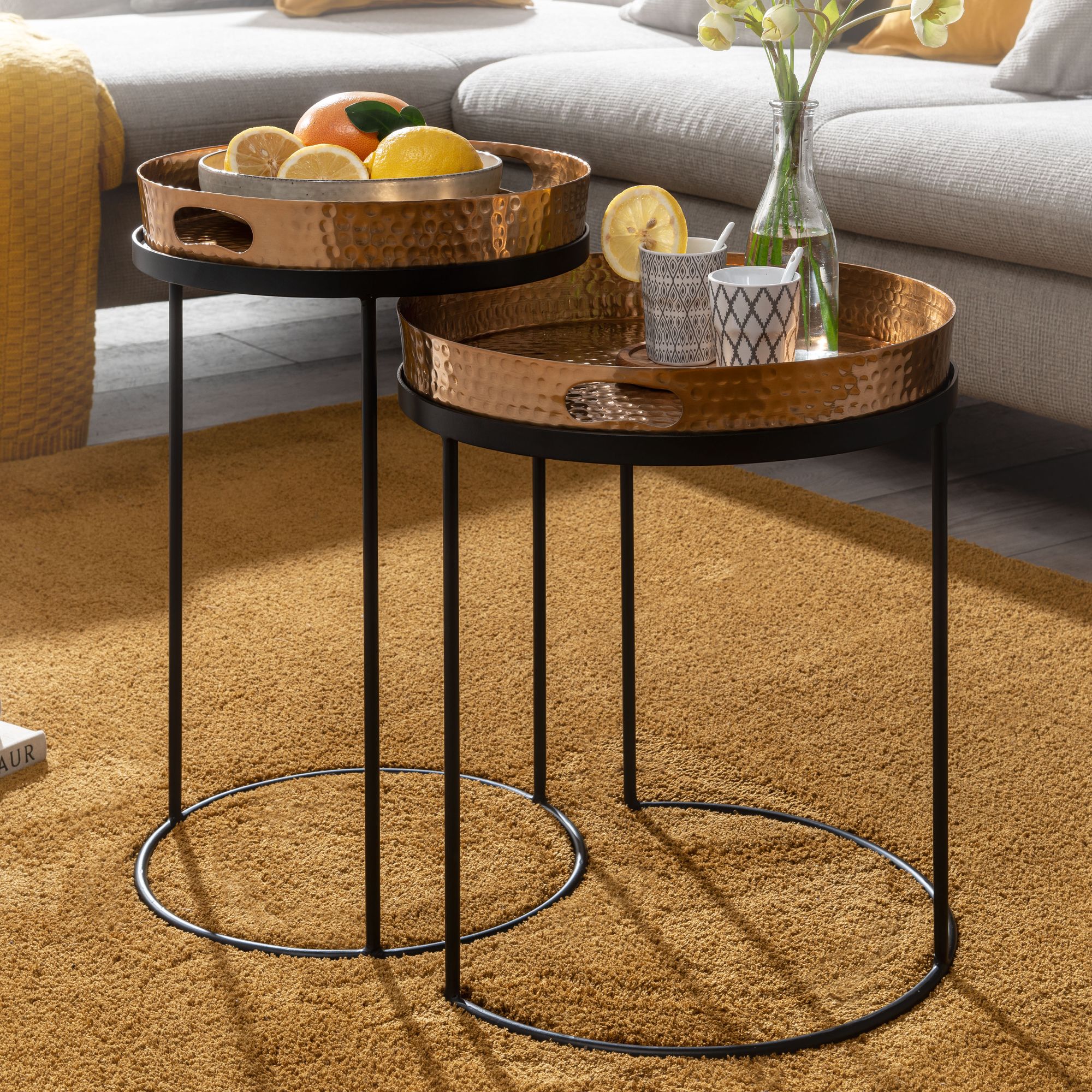 Beistelltisch FineBuy Sofatisch Set Metall Tabletttisch Couchtisch Tisch Rund - Bild 1