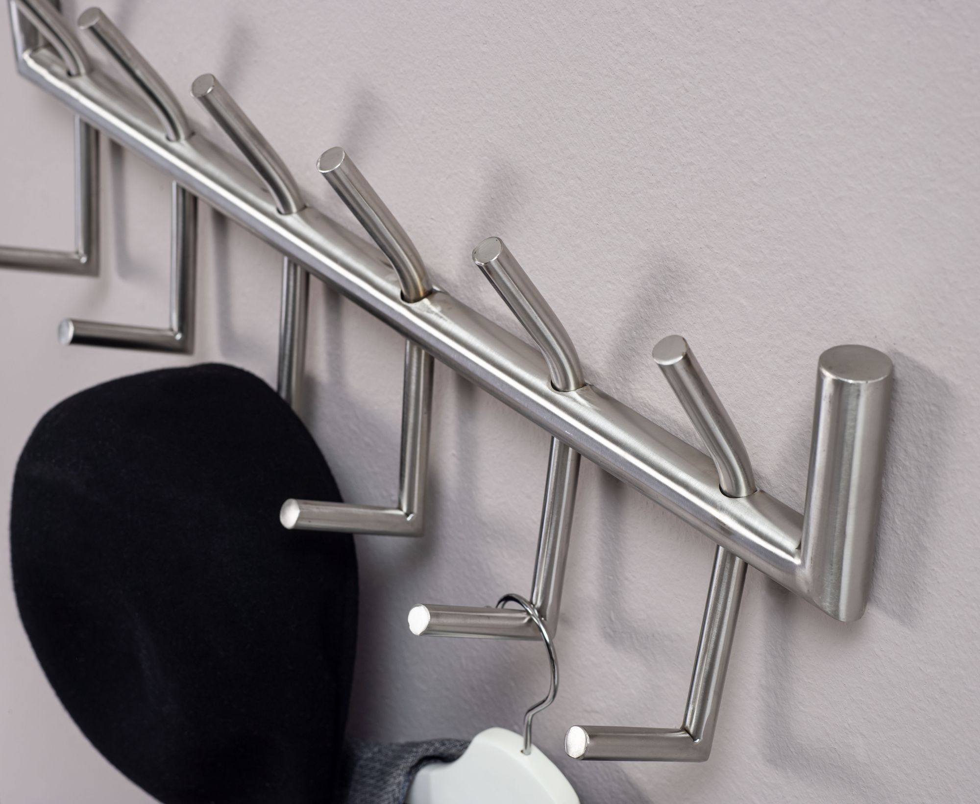 Wandgarderobe FineBuy Garderobe Metall 60 cm Silber Flur Hakenleiste Paneel online kaufen bei Netto