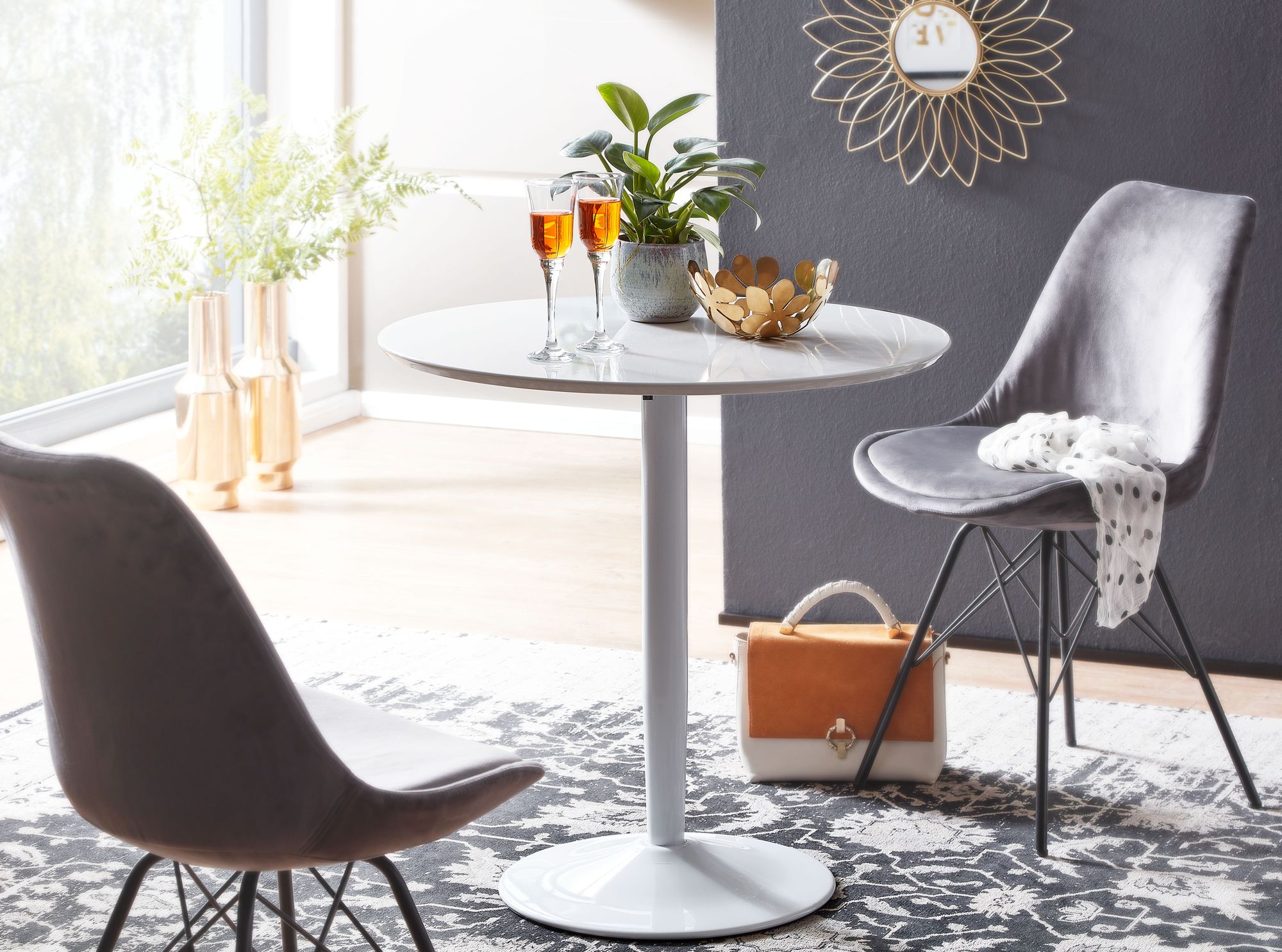 Esstisch FineBuy Esszimmertisch Rund 75x75x74cm Weiß Hochglanz Küchentisch Tisch online kaufen bei Netto