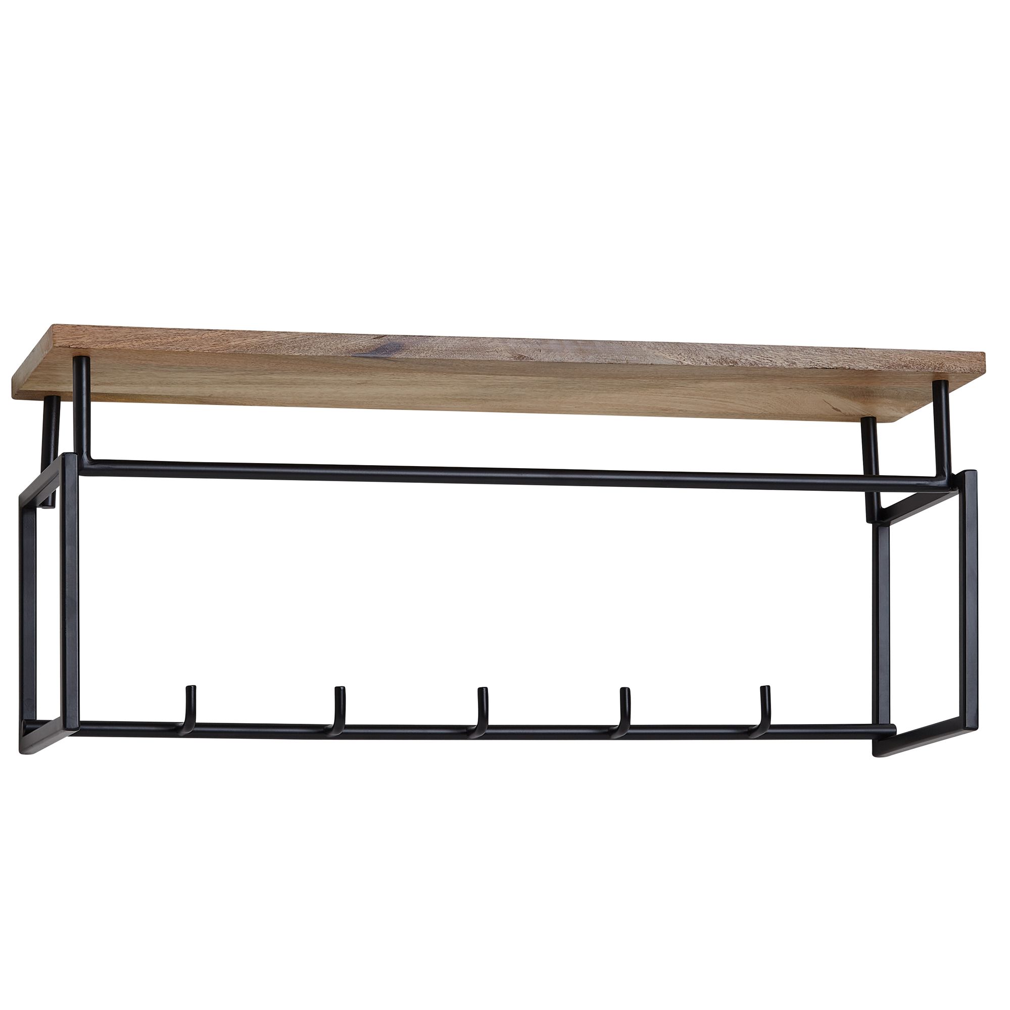 Wandgarderobe FineBuy Hakenleiste Holz Metall 71 cm Garderobe mit Ablage Flur - Bild 1