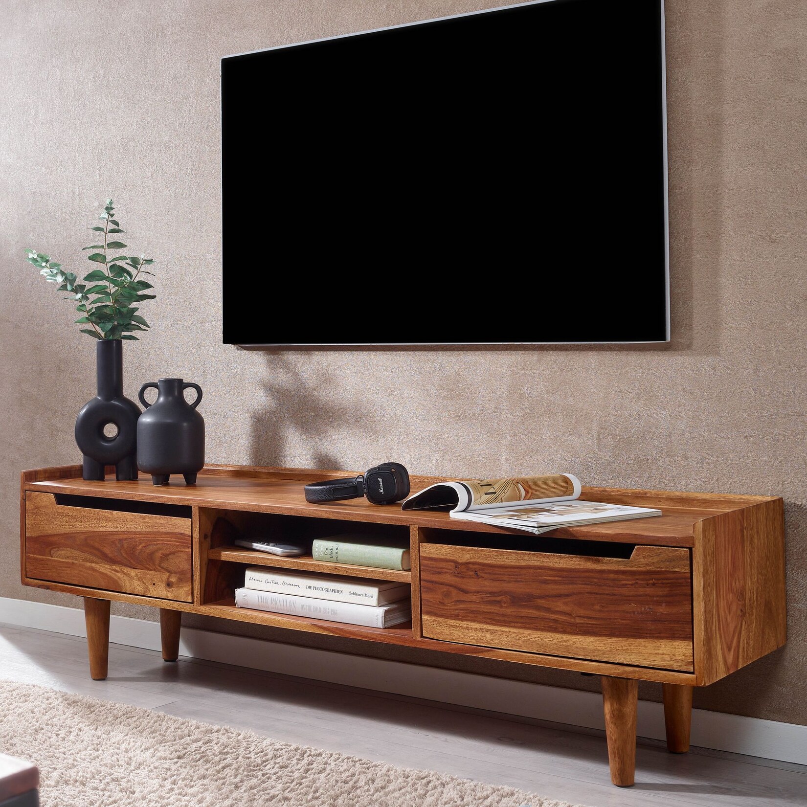 TV Schrank FineBuy Lowboard 145x43x35 cm Holz Fernsehkommode Fernsehschrank | 04251757710353