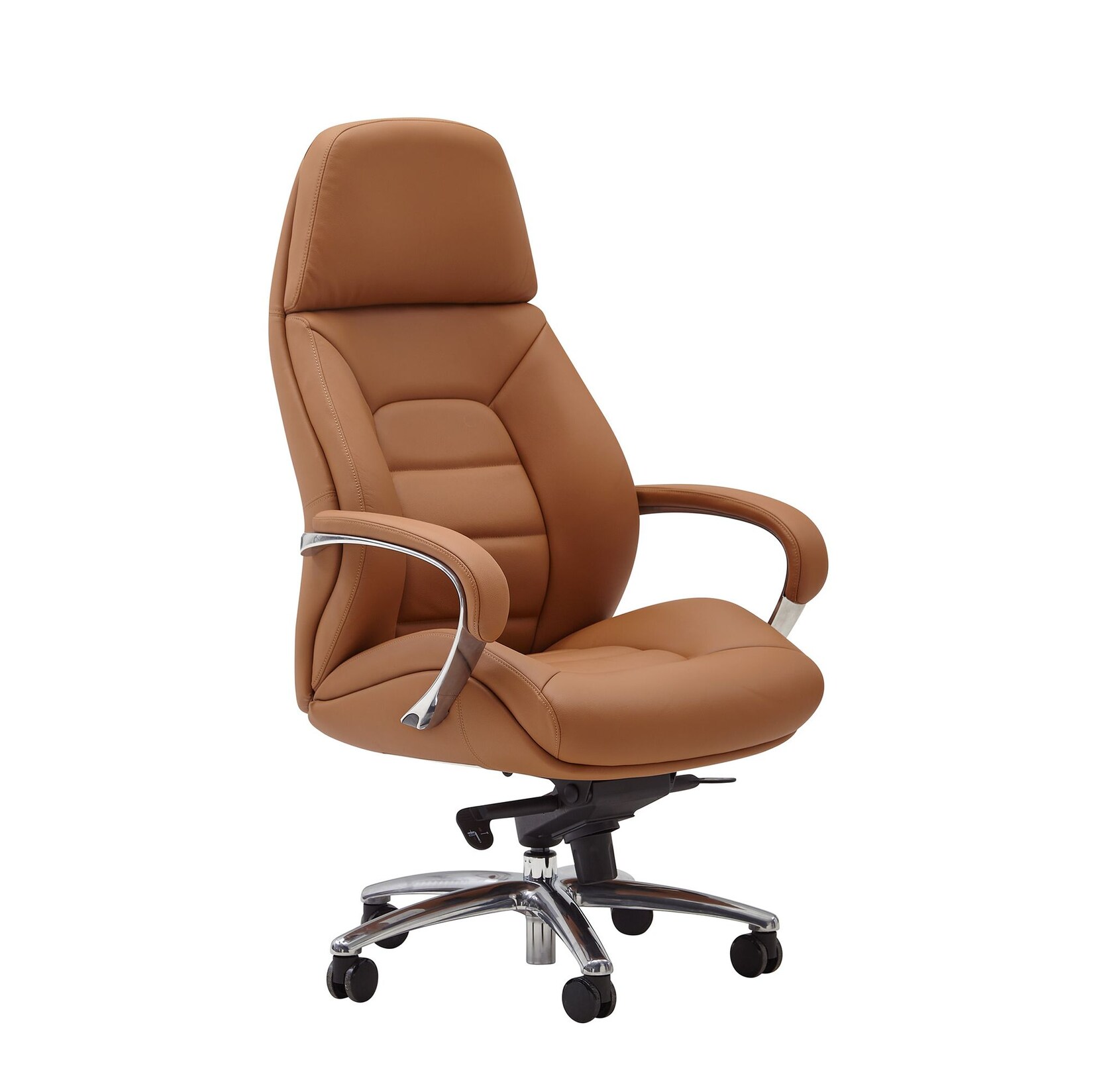 Bürostuhl FineBuy Chefsessel Echtleder Caramel Ergonomisch XXL Drehstuhl 120 kg | 04251757711411