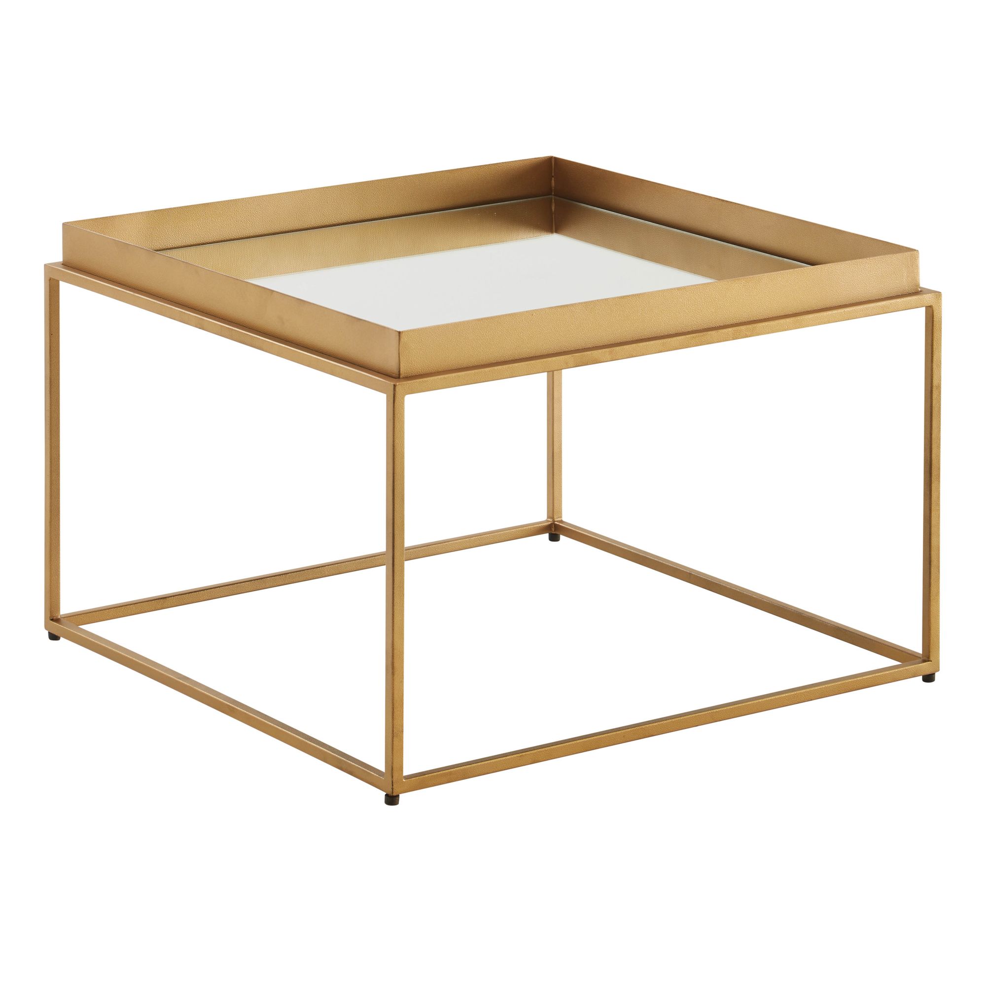 Couchtisch FineBuy Sofatisch Glas Spiegel 60x60x41cm Wohnzimmertisch Gold Tisch - Bild 1