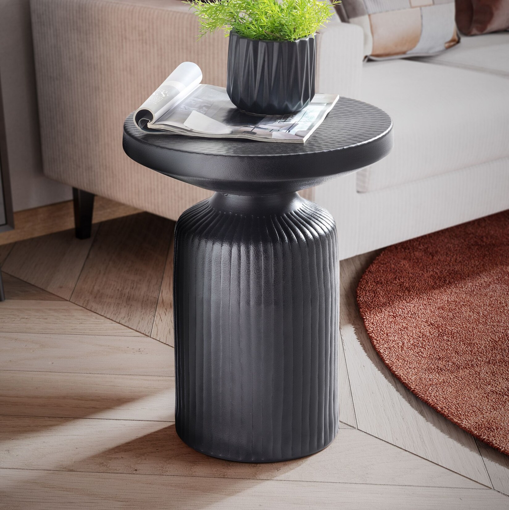 Beistelltisch FineBuy Sofatisch Metall Schwarz 40x40x50 cm Wohnzimmertisch Rund | 04251757714627