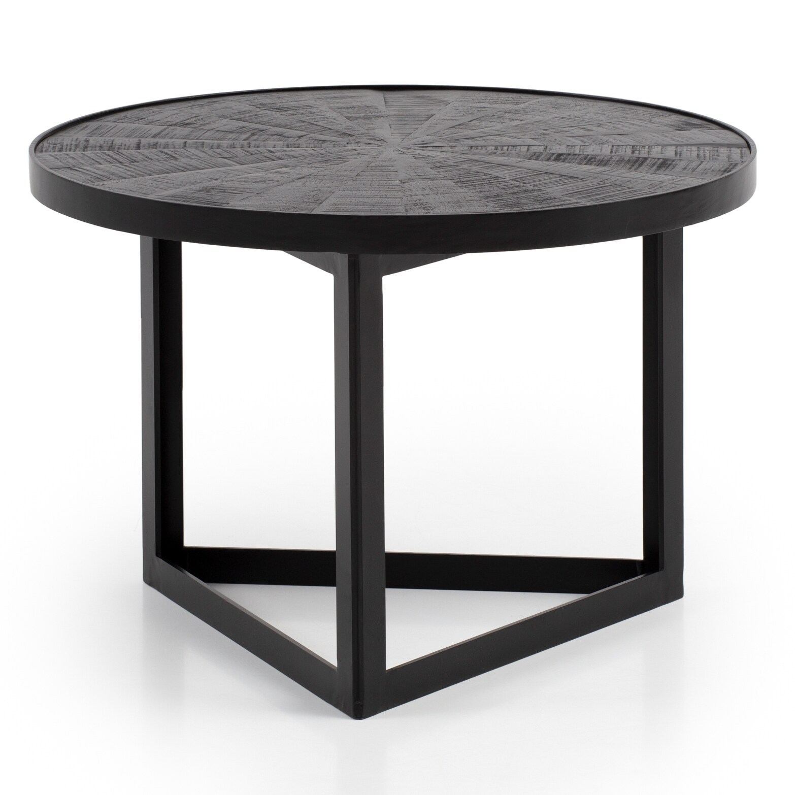 Couchtisch FineBuy Sofatisch 58x58x40 cm Massivholz Schwarz Wohnzimmertisch Rund | 04251757718113