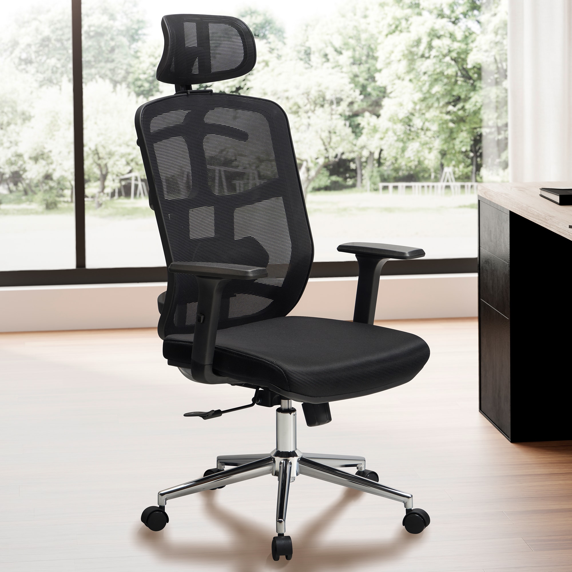 B&uuml;rostuhl FineBuy Schreibtischstuhl Mesh Schwarz Drehstuhl Ergonomisch 120 kg - Bild 1